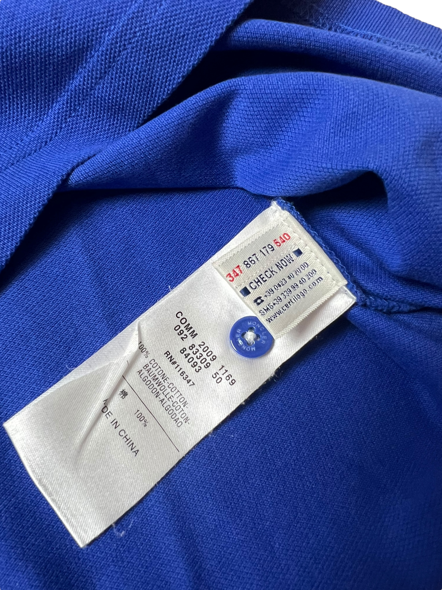 Polo Moncler bleu taille M - Détail