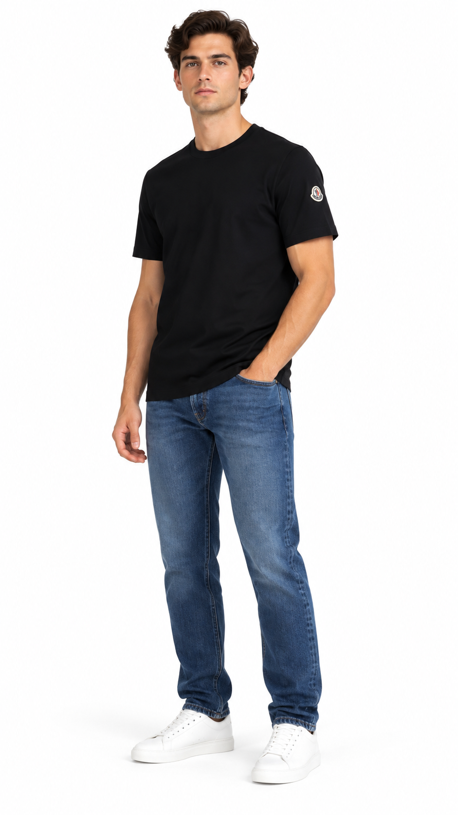 Tee-shirt Moncler Écusson Logo noir taille XL, détail étiquettes et finitions — vue 4