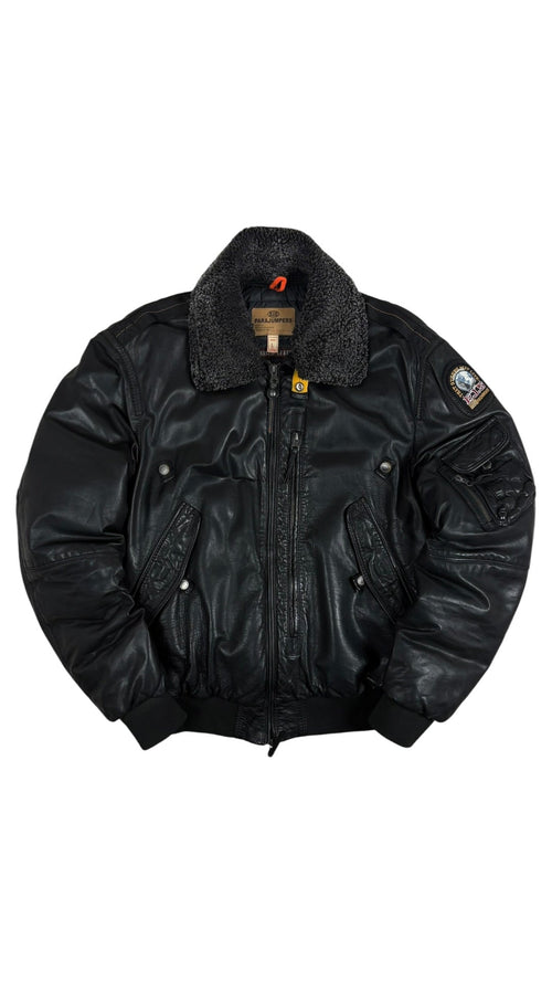 Giubbotto Aviatore in Pelle Parajumpers Distressed Leather - Nero - Taglia S