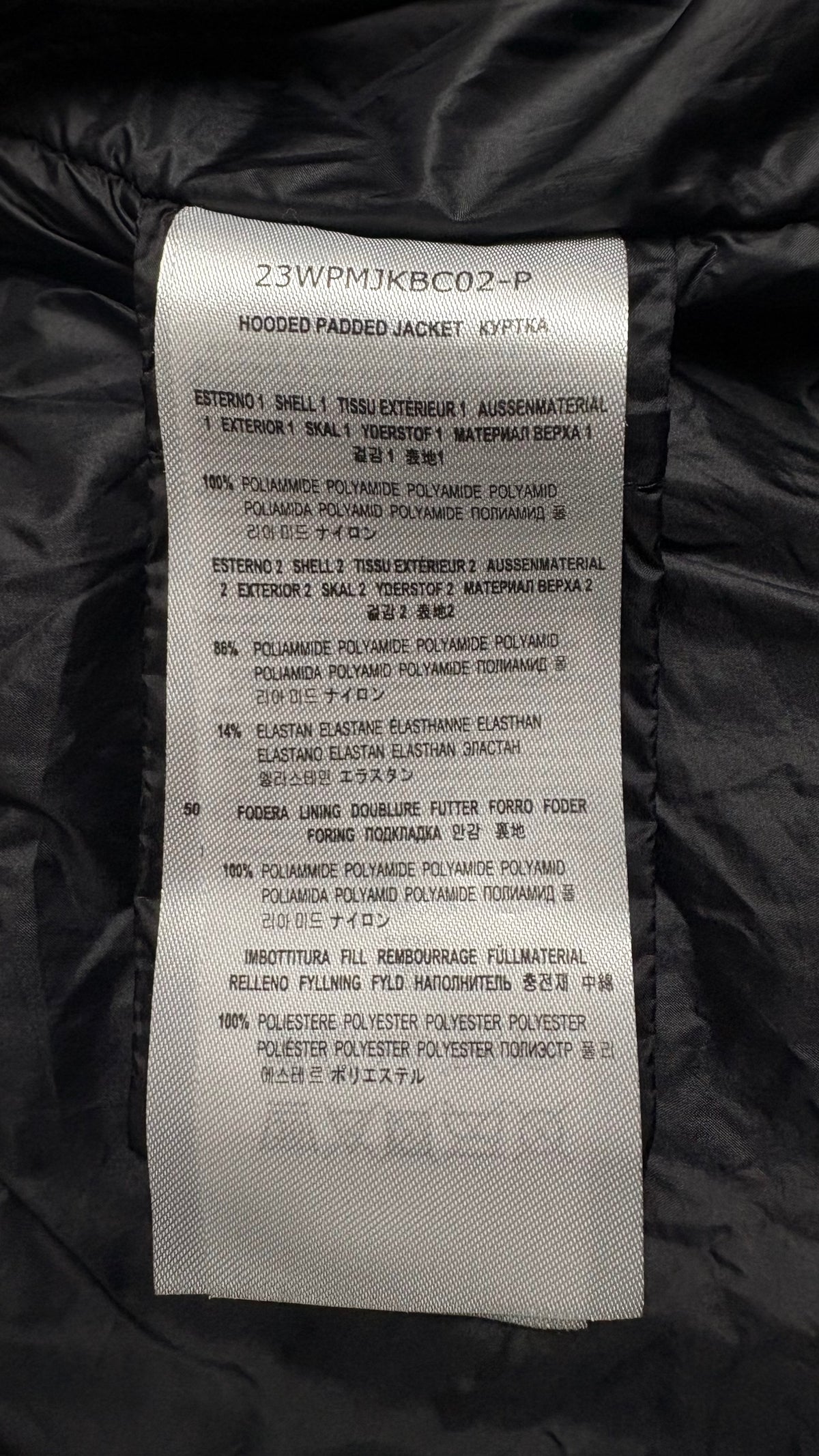 Doudoune Parajumpers Base Camp à Capuche noir, détail étiquettes et finitions — vue 7