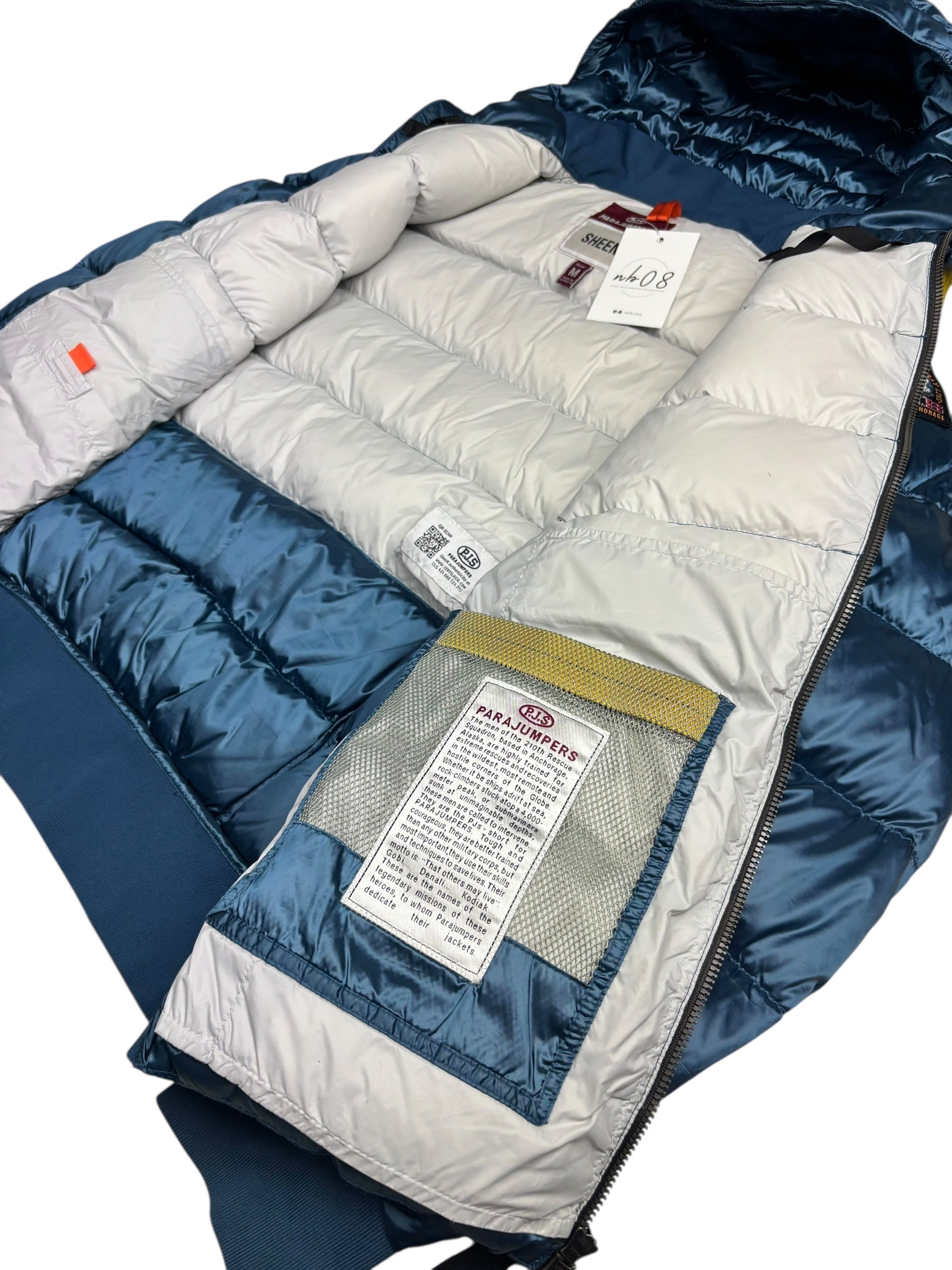 Doudoune Parajumpers bleu taille M - Logo et étiquette