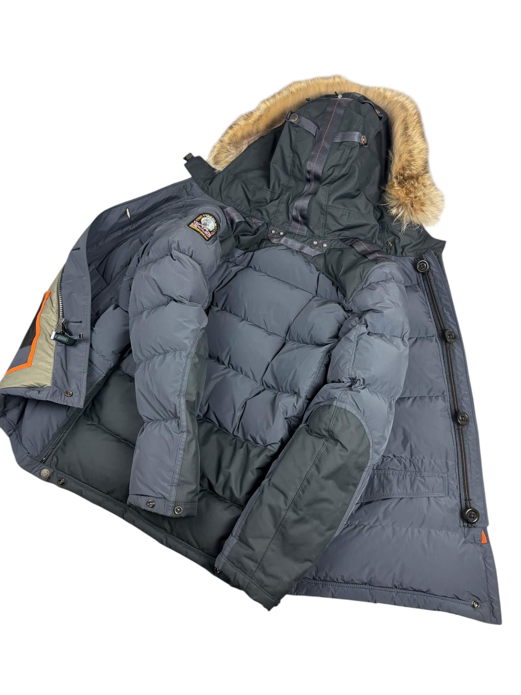 Doudoune Parajumpers gris taille L - Logo et étiquette