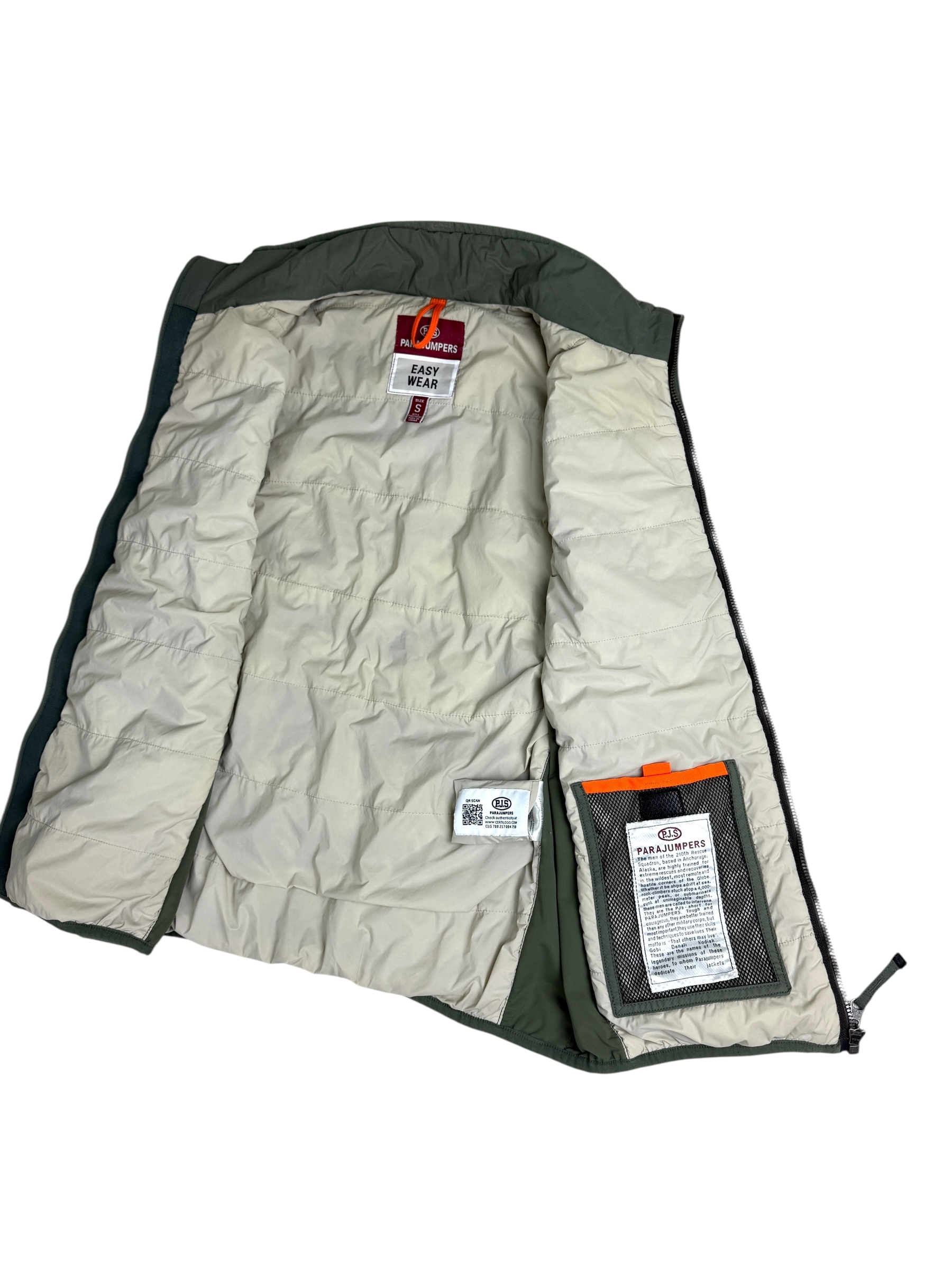 Gilet Parajumpers kaki taille S - Logo et étiquette