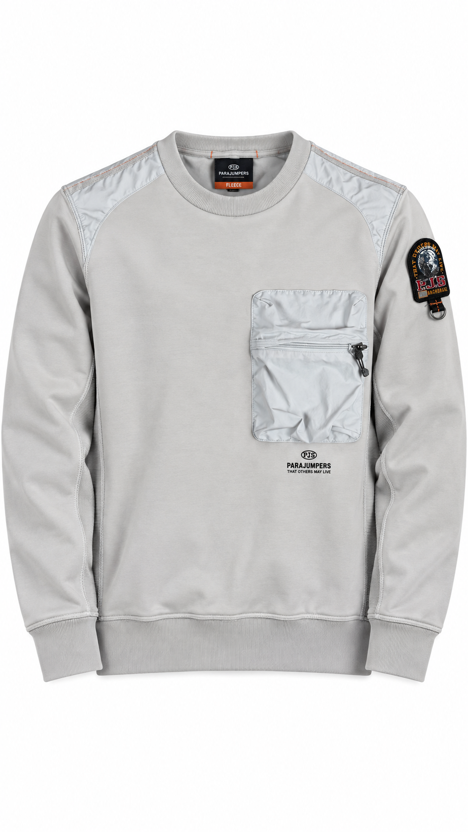 Sweat Parajumpers Fleece à Poche Nylon gris clair taille L, seconde main authentifiée NB08 — vue 1