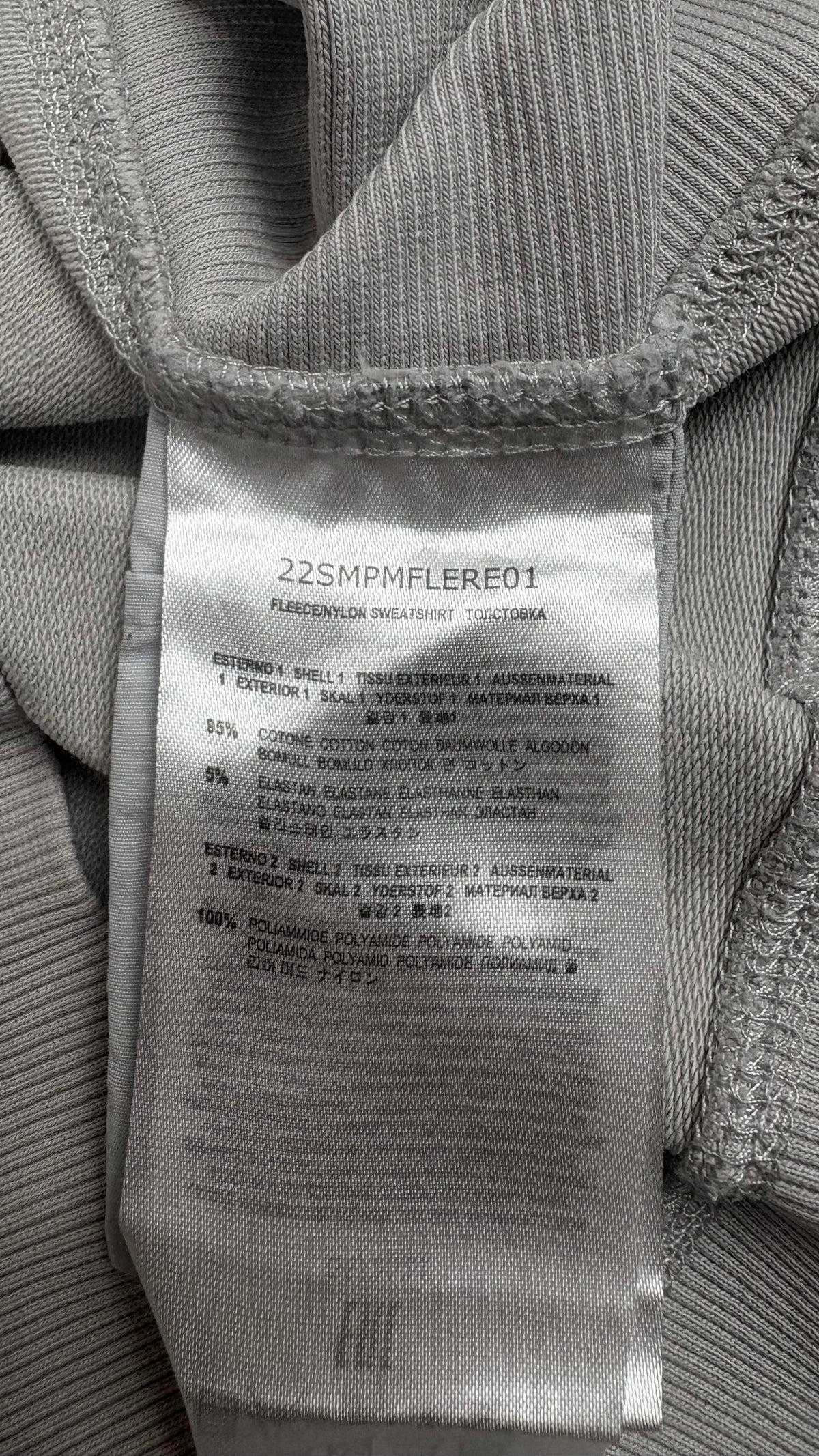Sweat Parajumpers Fleece à Poche Nylon gris clair, détail étiquettes et finitions — vue 7
