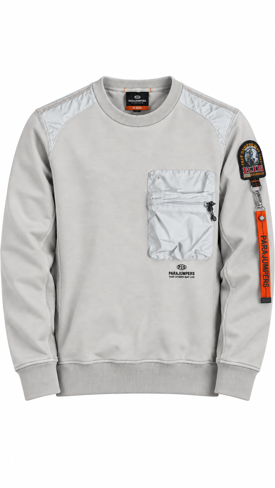Sweat-shirt Crewneck Parajumpers Fleece à Poche Nylon gris clair taille L, seconde main authentifiée NB08 — vue 1