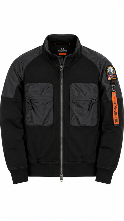 Sweat-shirt Zippé Parajumpers Fleece à Poches Nylon - Noir - Taille S