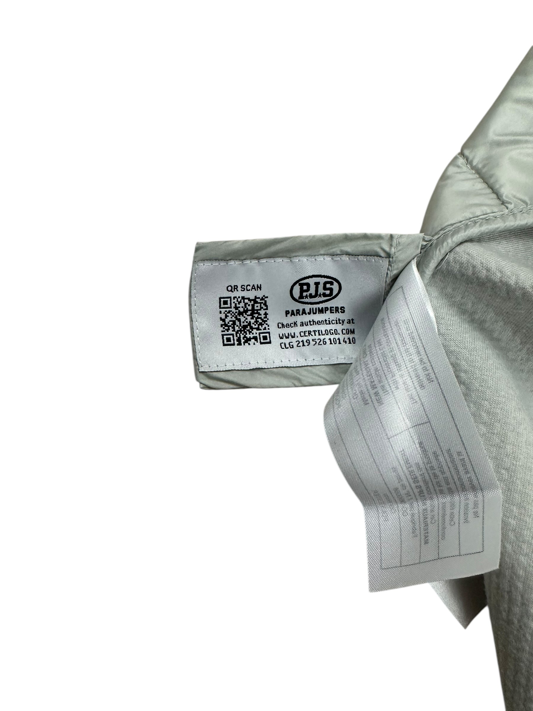 Veste Parajumpers gris clair taille XL - Logo et étiquette