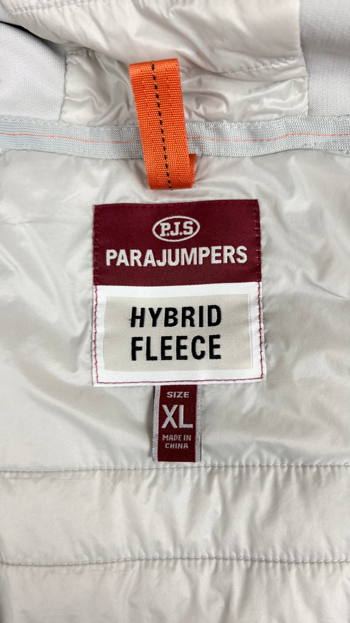 Veste Parajumpers Hybrid Fleece à Capuche gris clair, détail étiquettes et finitions — vue 4