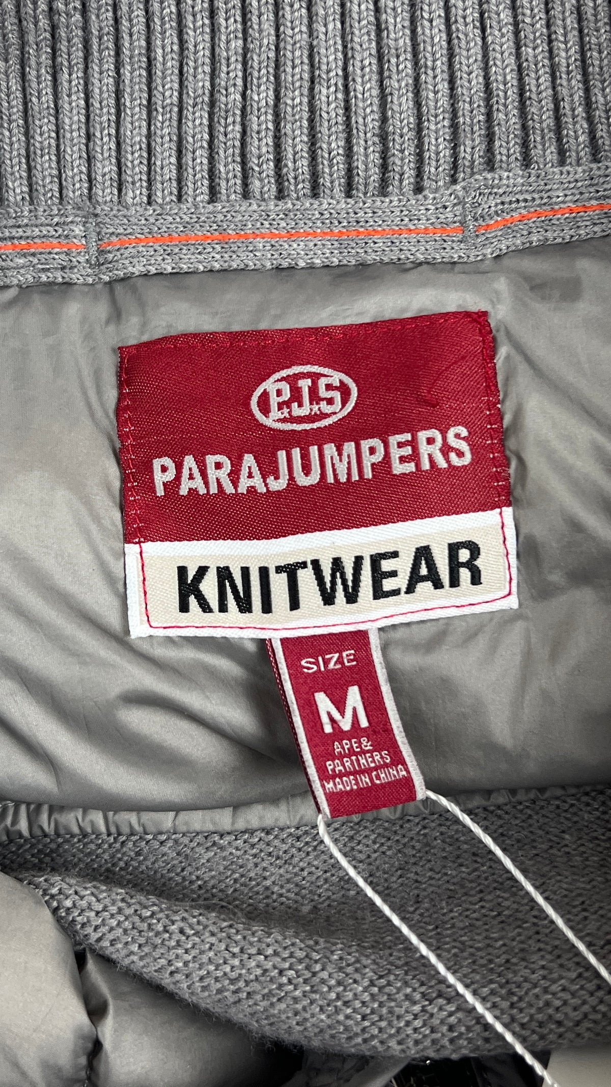 Veste Parajumpers Knitwear gris, détail étiquettes et finitions — vue 4