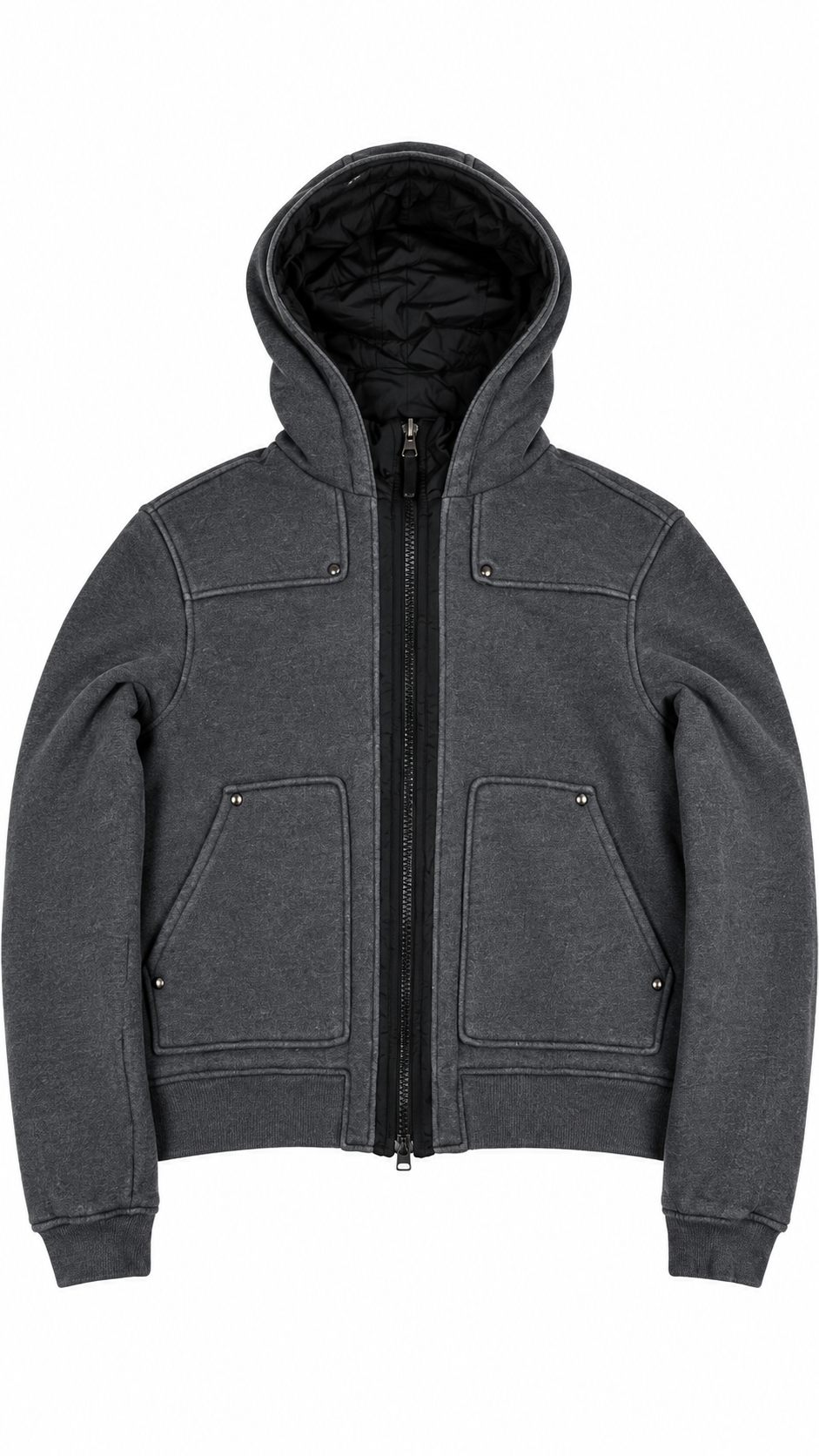 Blouson Prada Linea Rossa Réversible noir / gris taille M, vue de dos — vue 2