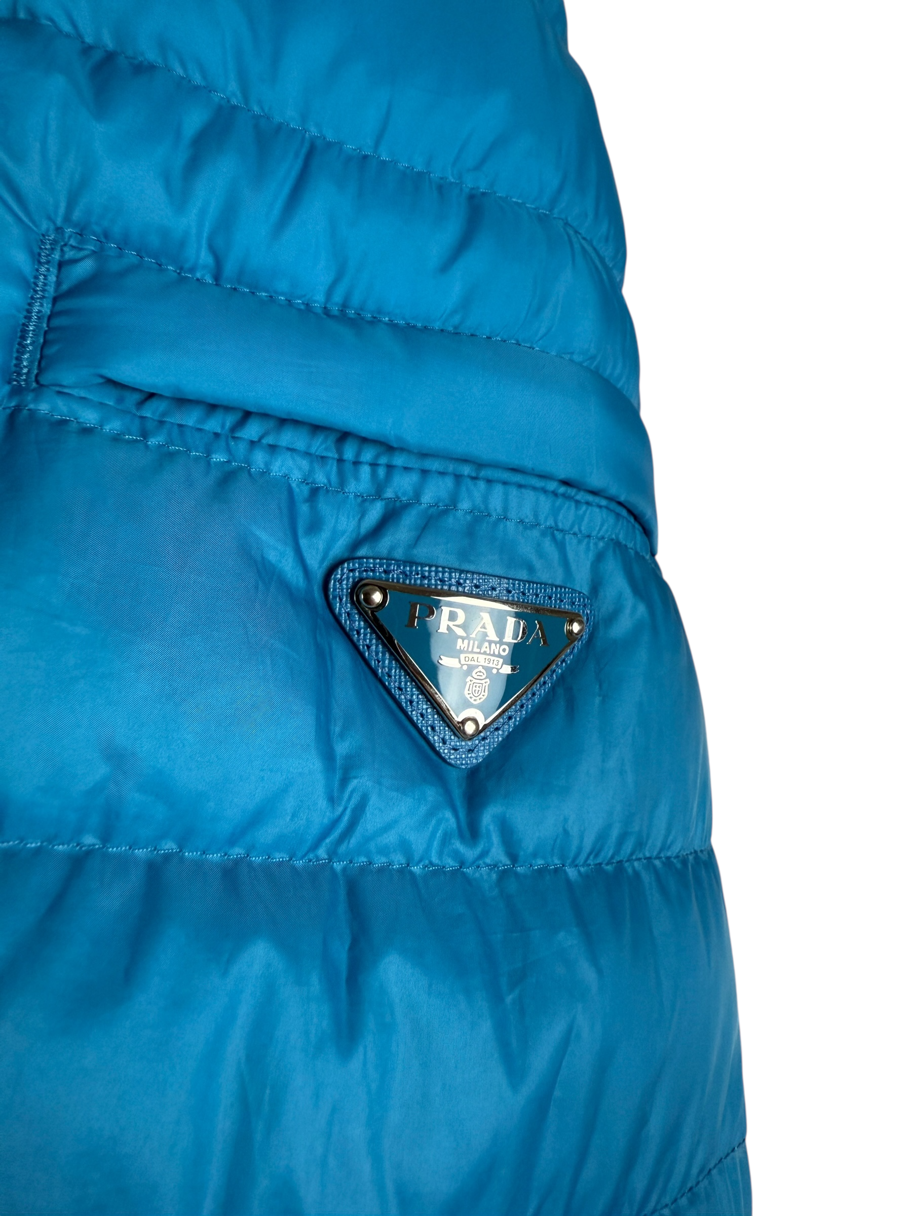 Doudoune Prada noir / bleu taille S - Logo et étiquette