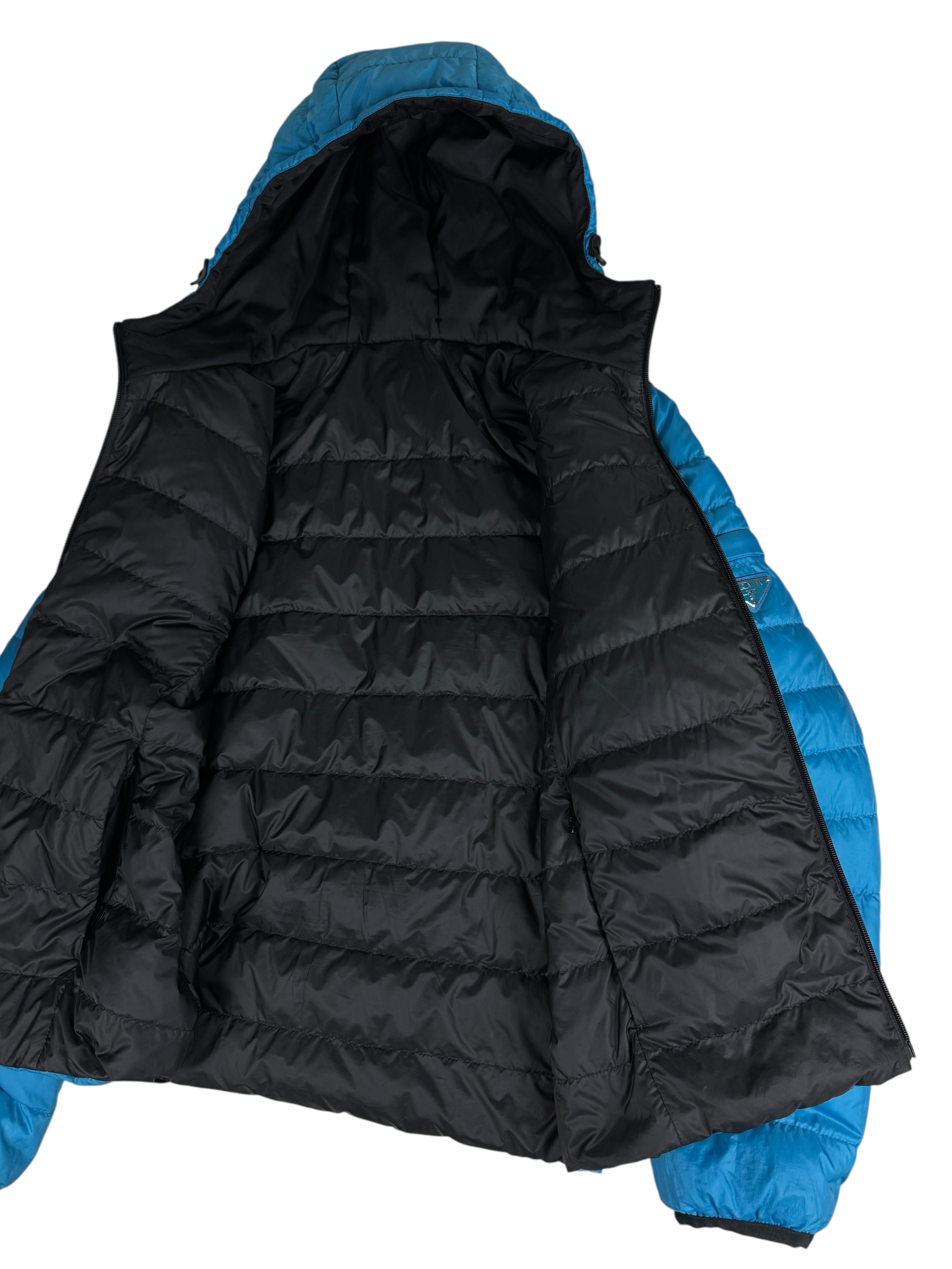Doudoune Prada noir / bleu taille S - Vue côté