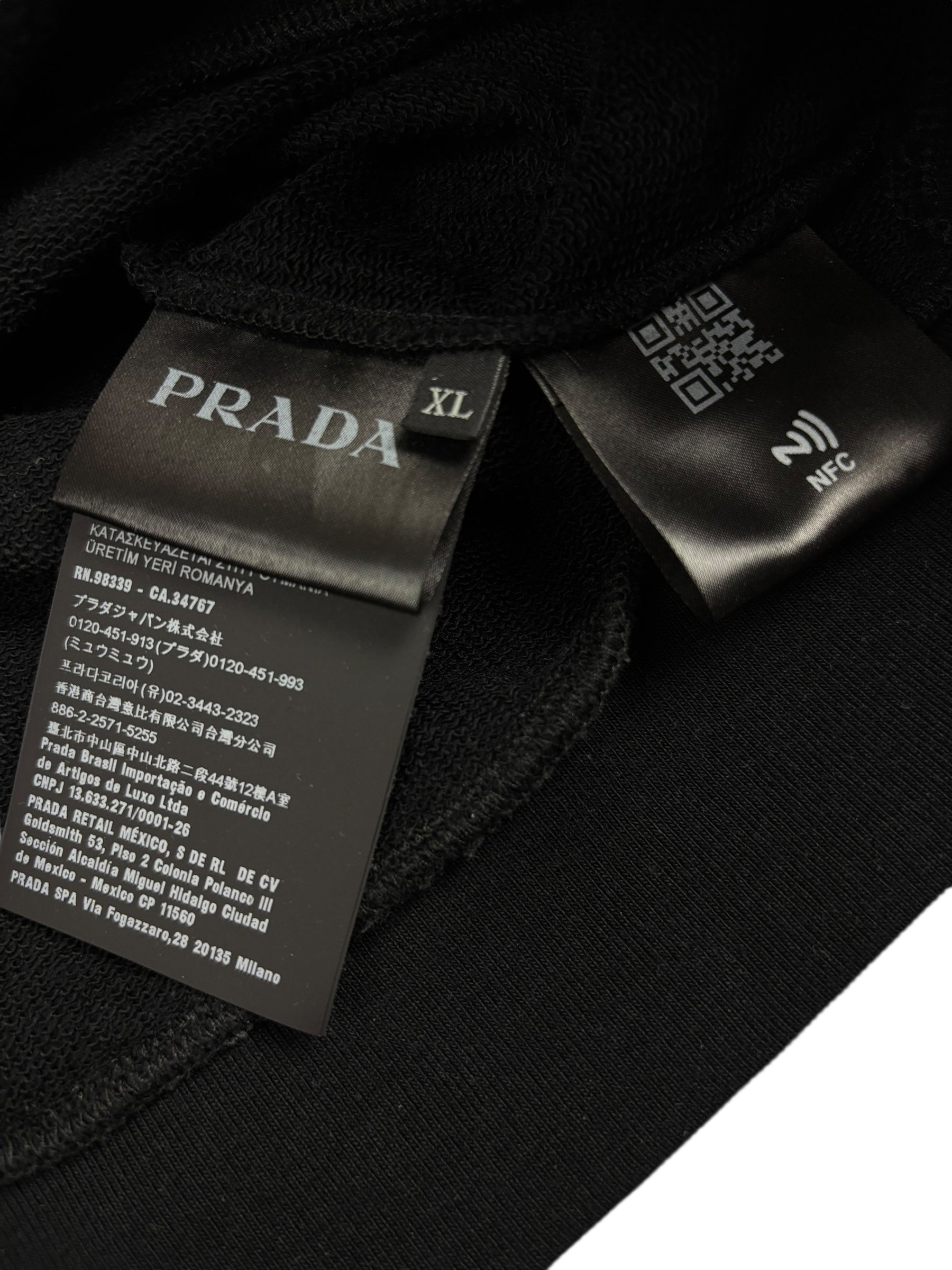 Sweat Prada noir taille XL - Détail