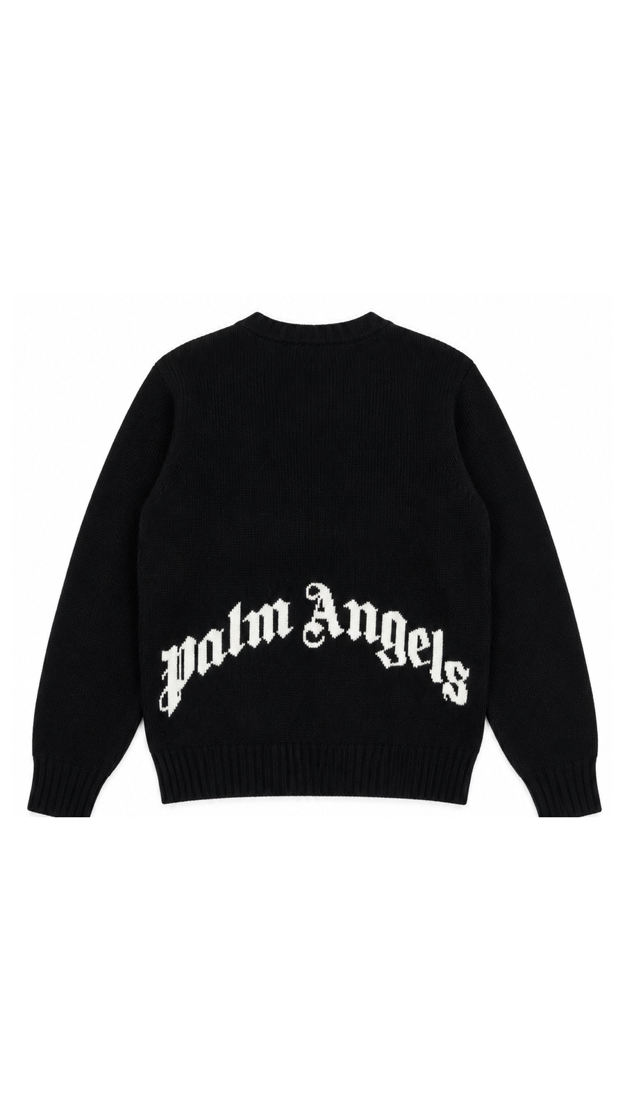 Pull Crewneck Palm Angels Curved Logo en Laine noir, taille S – vue de dos – NB08 Shop