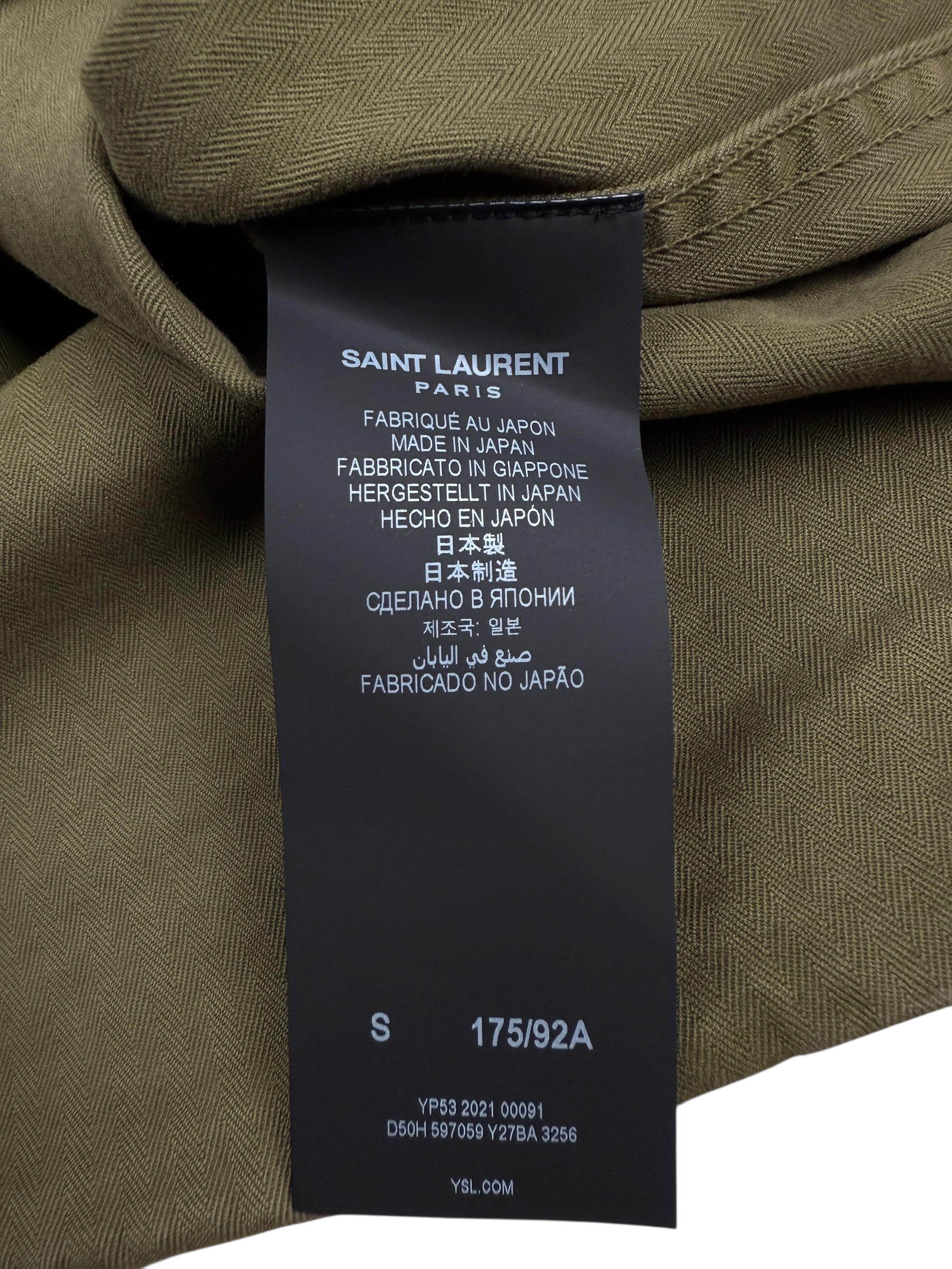 Chemise Saint Laurent kaki taille S - Détail