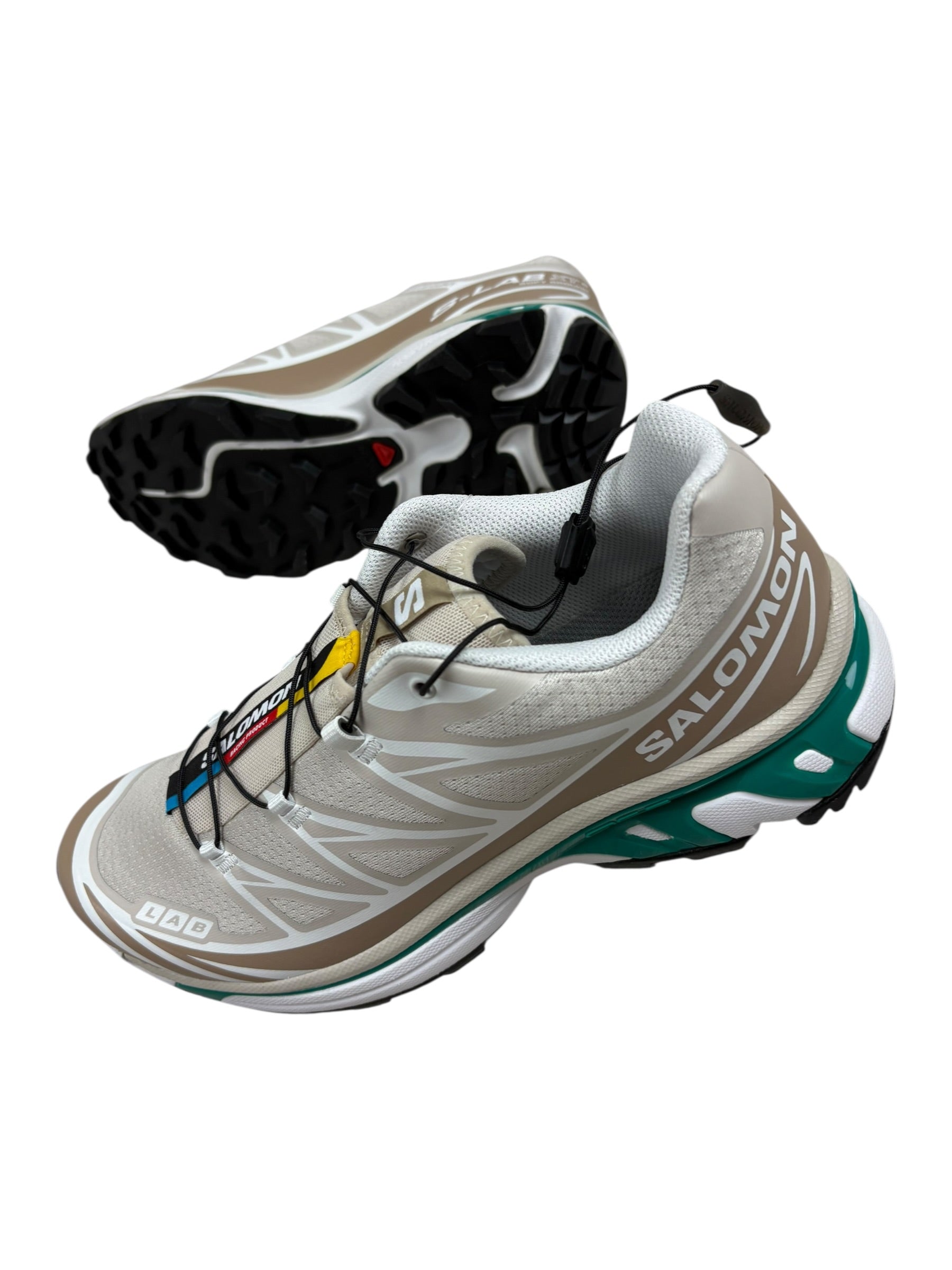 Sneakers Salomon beige / vert taille 43 1/3 - Logo et étiquette