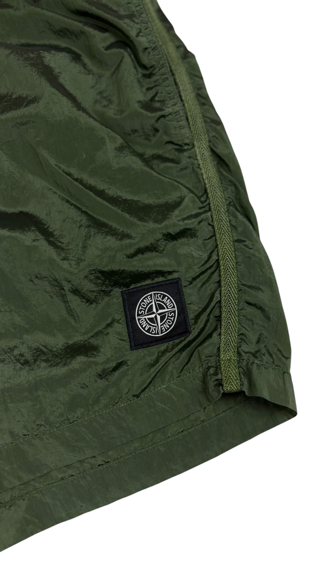Short de bain Stone Island Nylon Metal kaki taille S reconditionné - détail | Authentique NB08