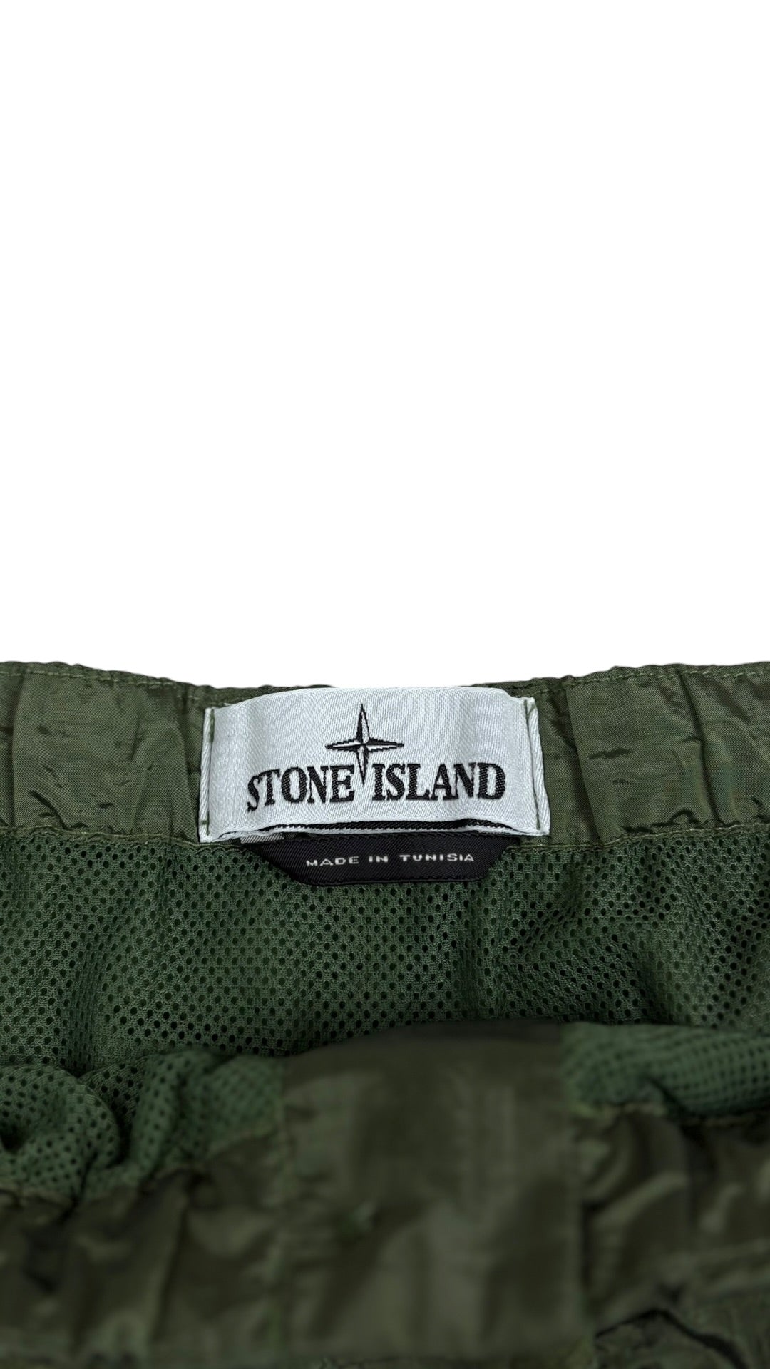 Short de bain Stone Island Nylon Metal kaki taille S reconditionné - logo | Authentique NB08