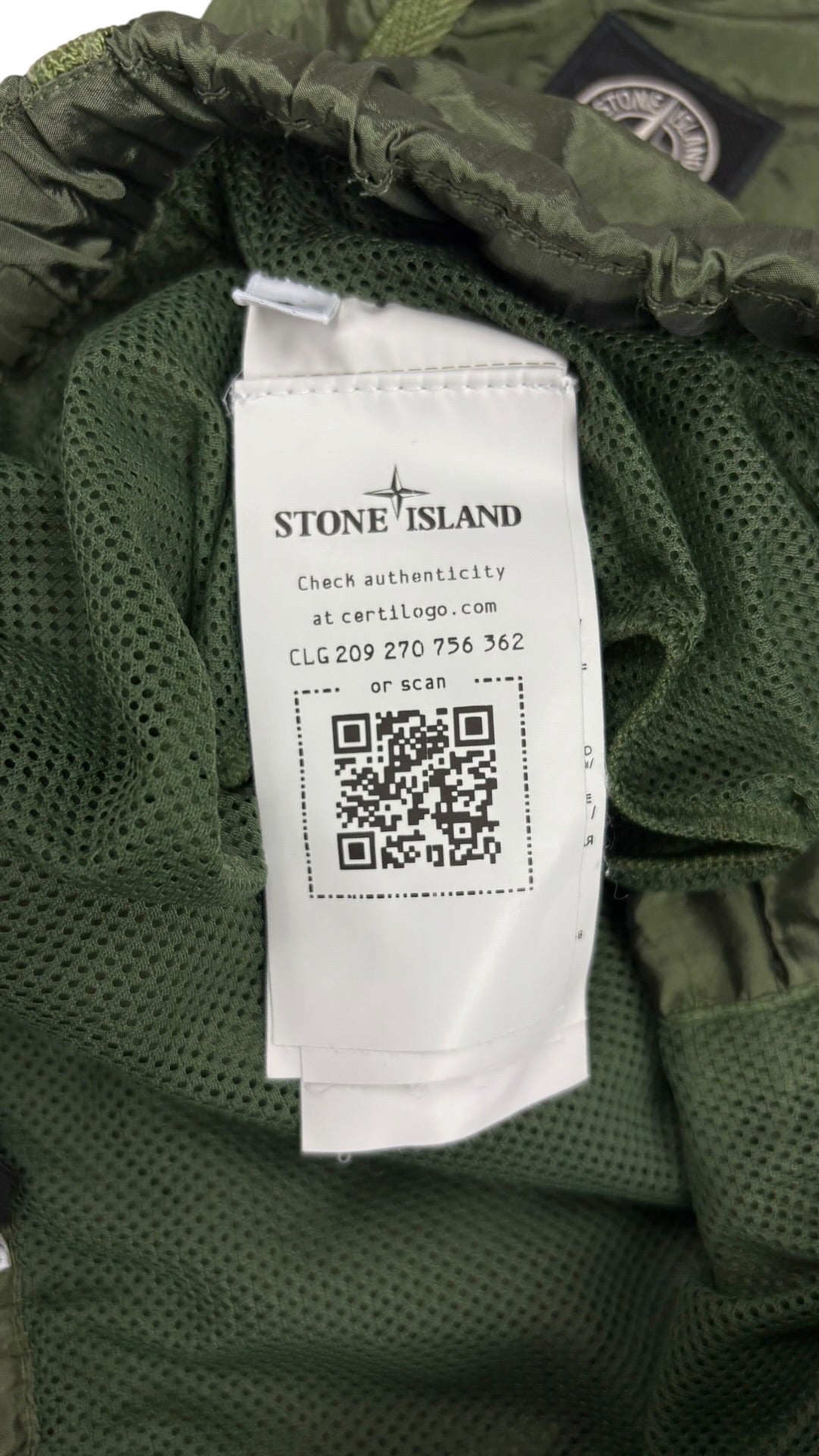 Short de bain Stone Island Nylon Metal kaki taille S reconditionné - vue côté | Authentique NB08