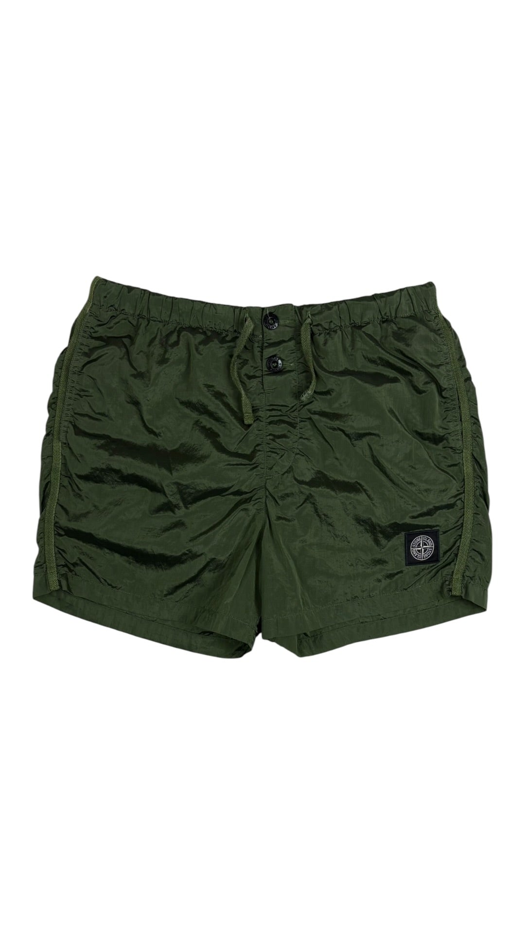 Short de bain Stone Island Nylon Metal kaki taille S reconditionné - vue face | Authentique NB08