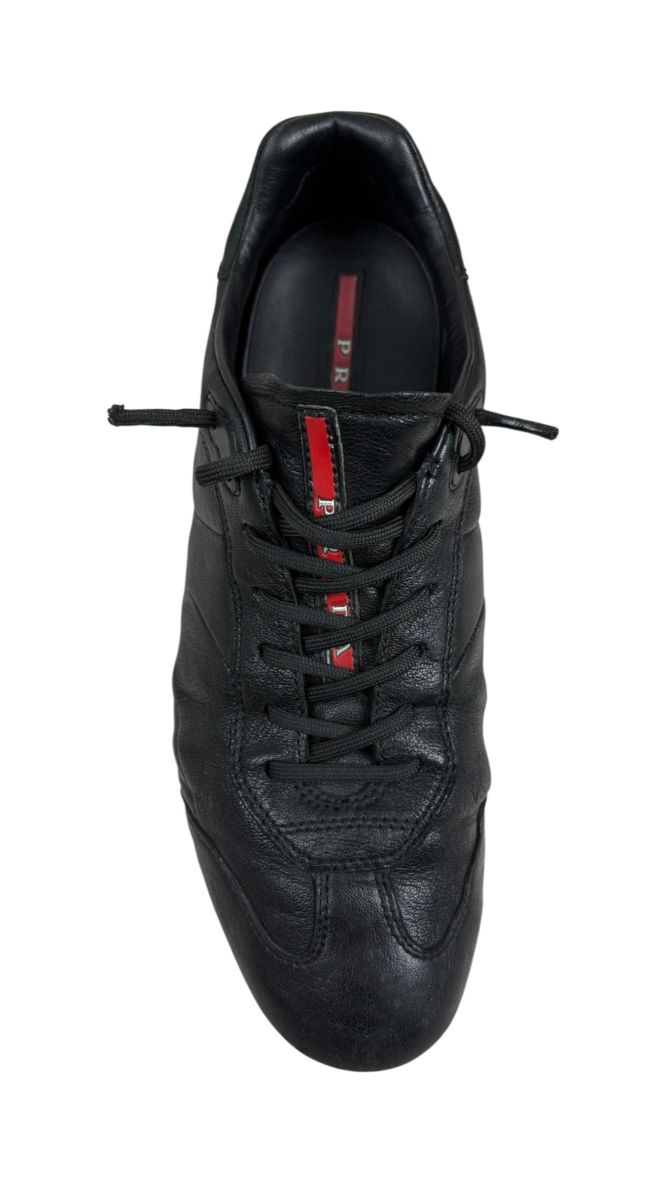Sneakers Prada Aviator Sport en cuir noir - vue détaillée 1