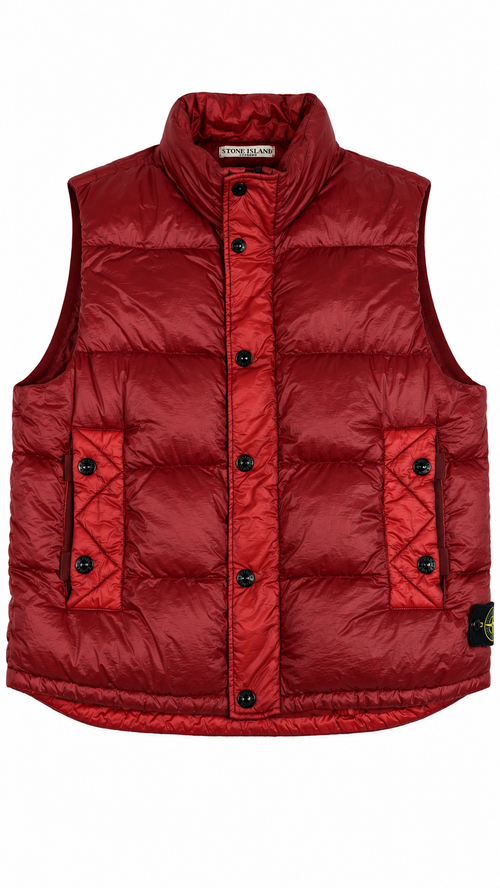 Gilet Doudoune Stone Island Garment Dyed - Rouge - Taille XL