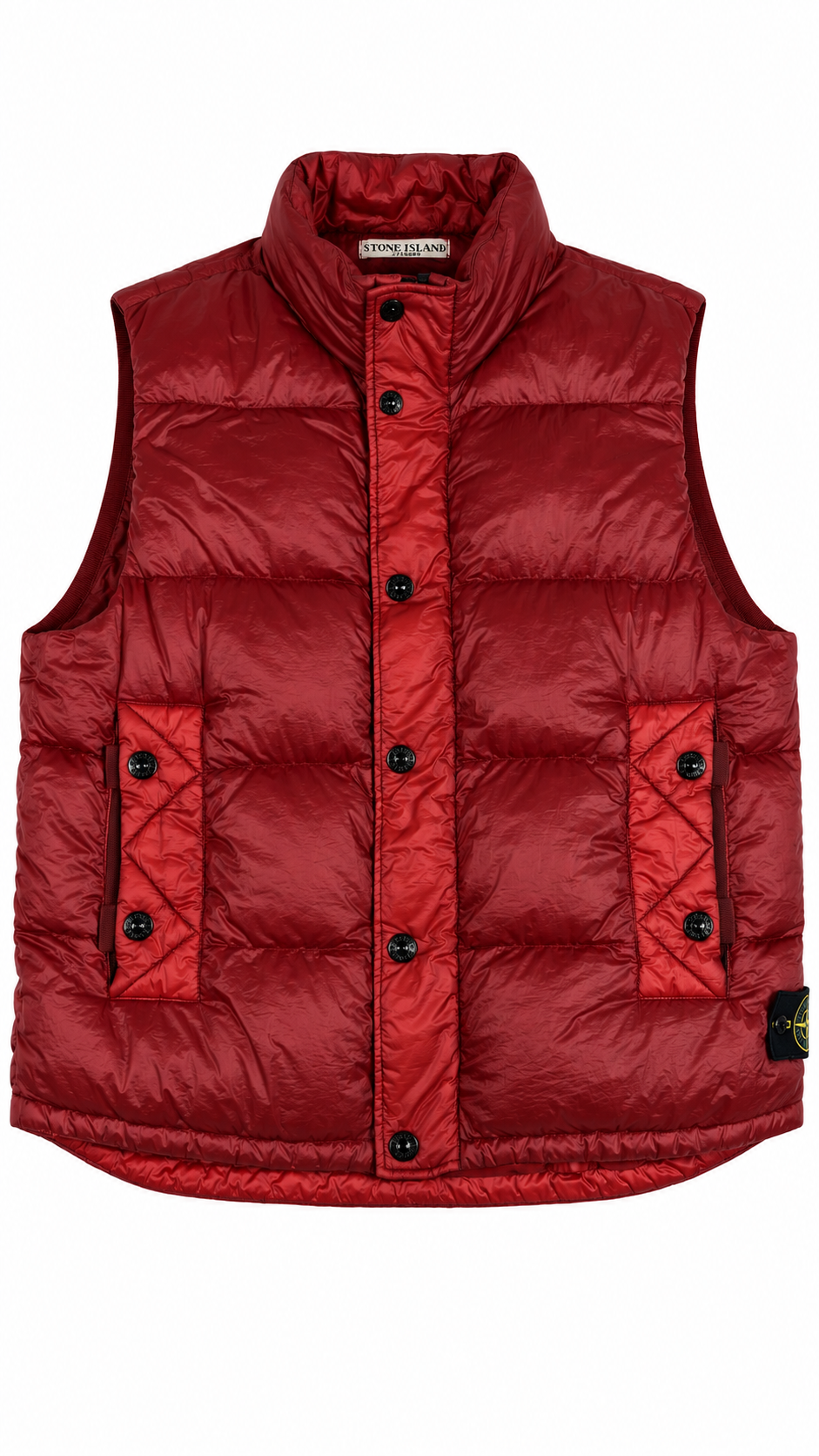 Gilet Doudoune Stone Island Garment Dyed rouge taille XL, seconde main authentifiée NB08 — vue 1