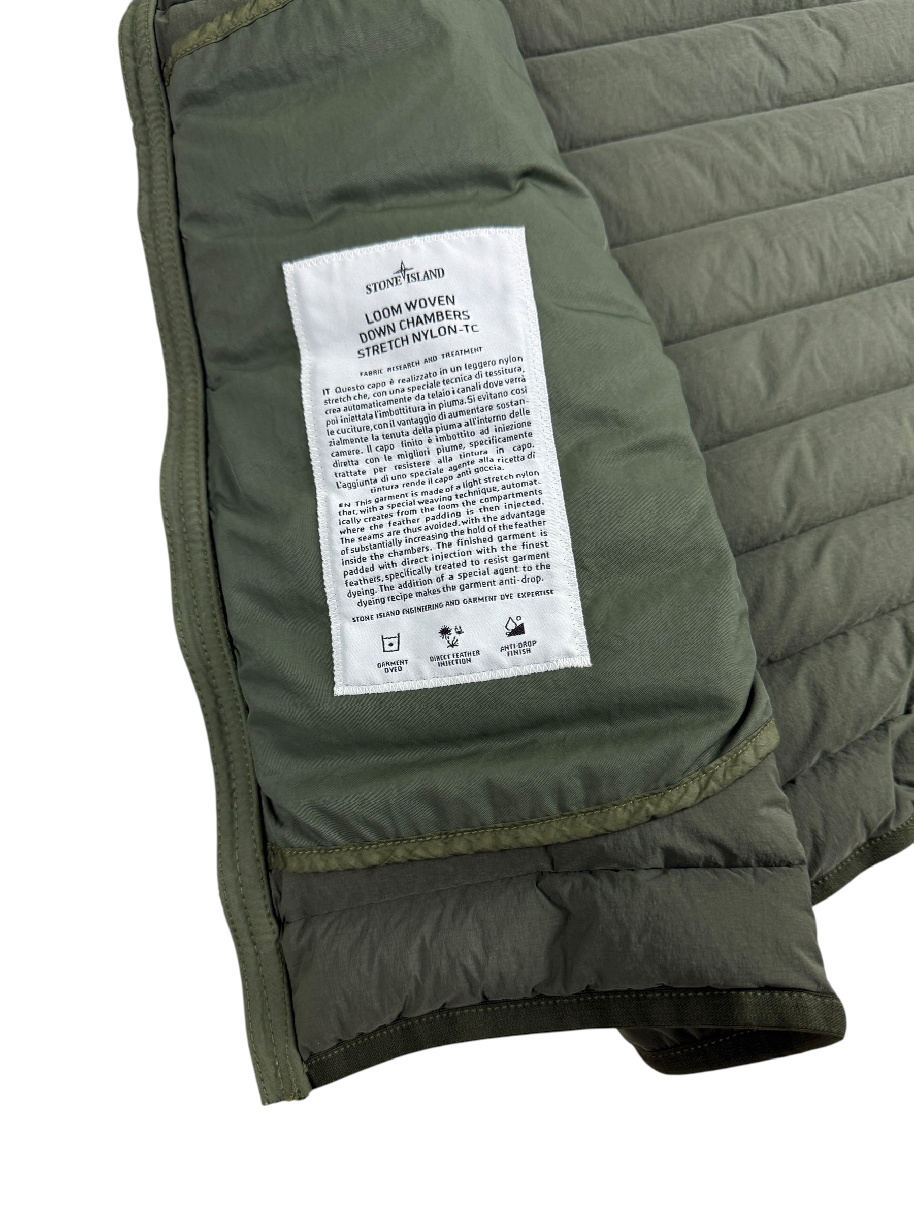 Gilet Stone Island kaki taille M - Logo et étiquette
