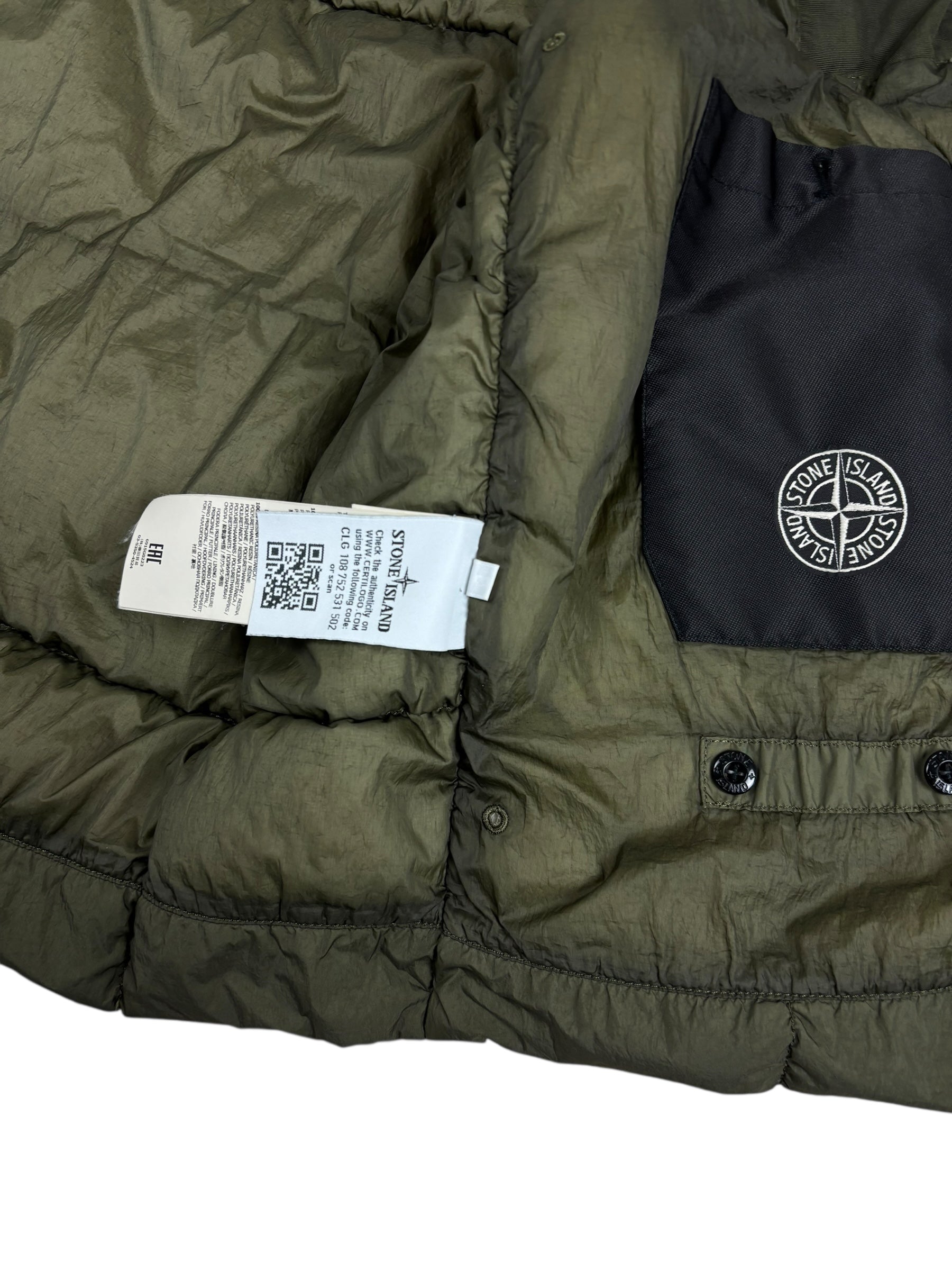 Gilet Stone Island kaki taille S - Logo et étiquette