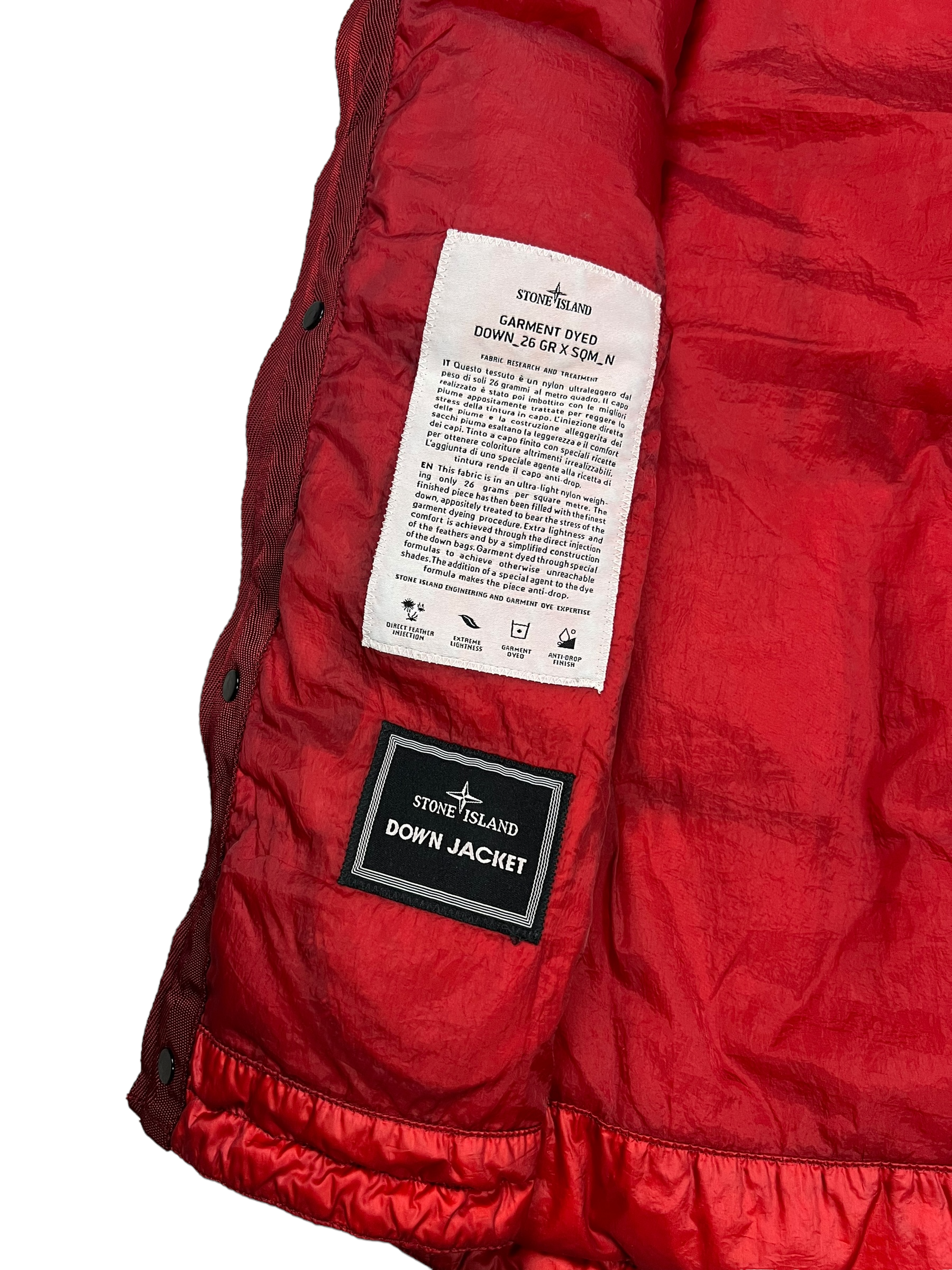 Gilet Stone Island rouge taille XL - Logo et étiquette