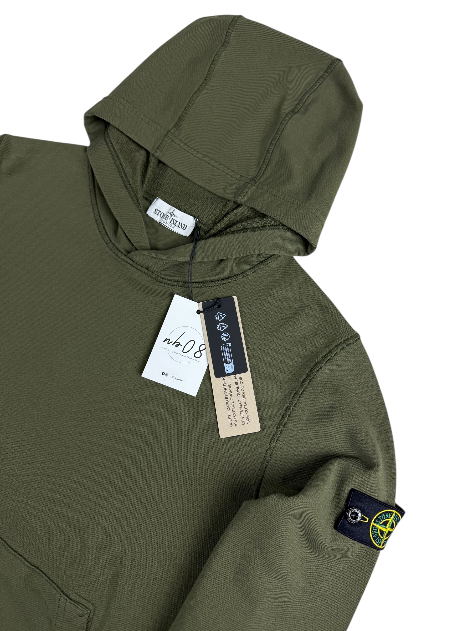 Hoodie Stone Island kaki taille 14 ans - Vue de dos