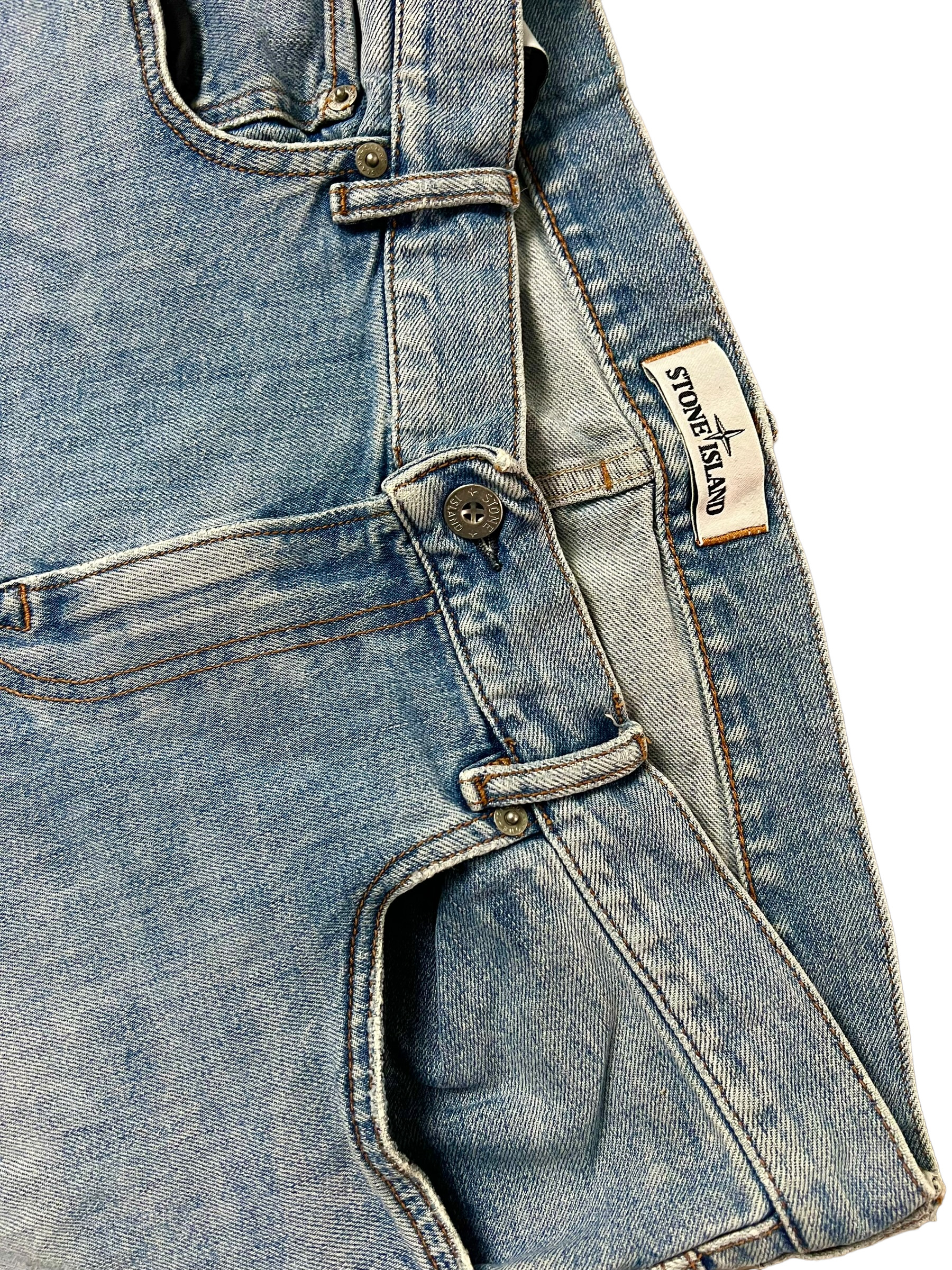 Jean Stone Island bleu taille PANTALON 34 - Logo et étiquette