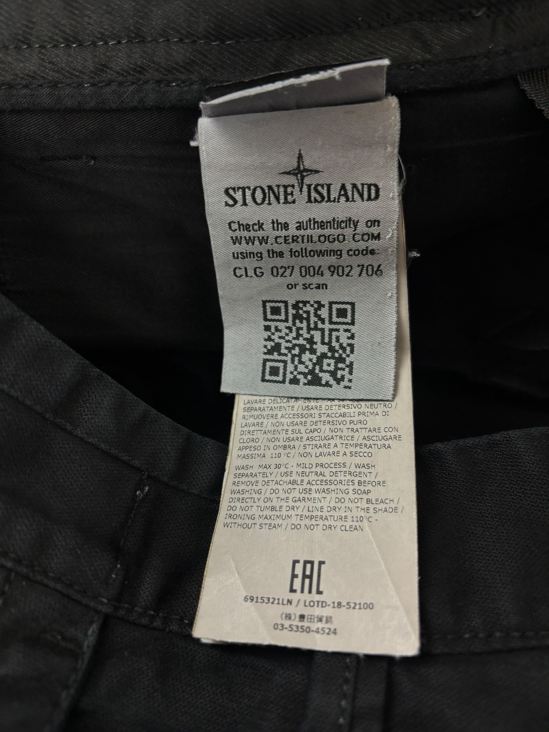 Pantalon Stone Island noir taille PANTALON W30 - Détail