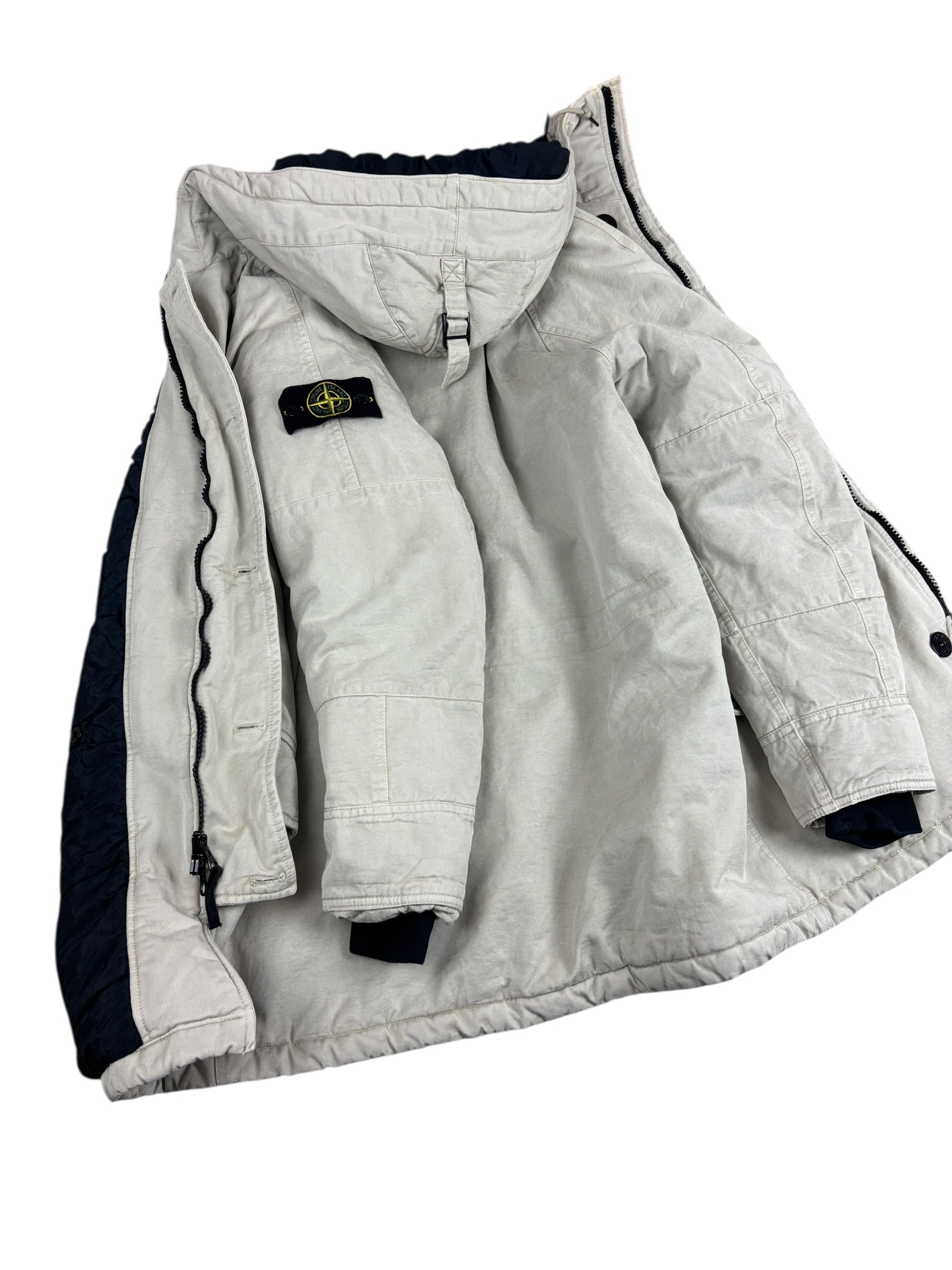 Parka Stone Island crème taille L - Vue côté