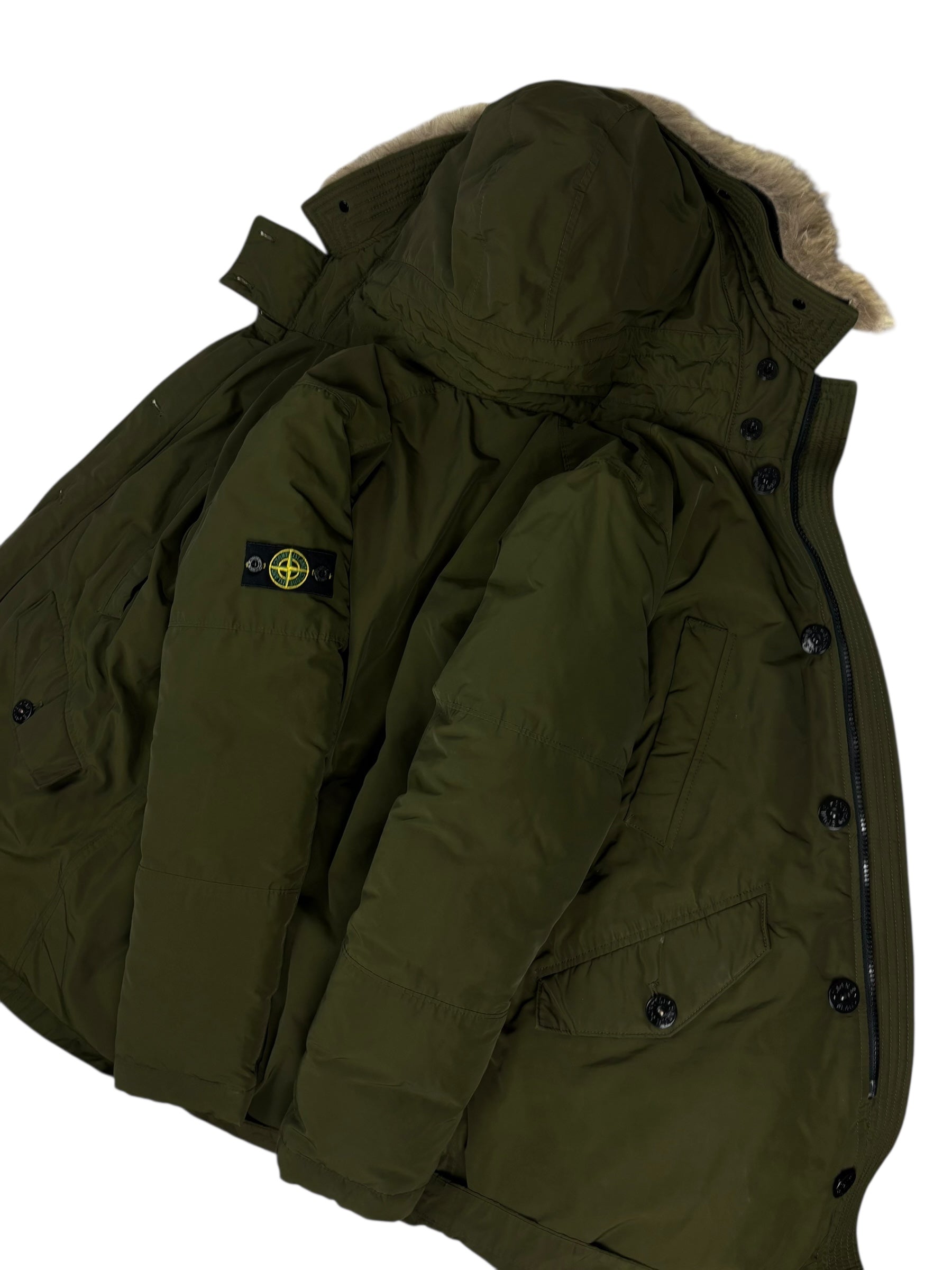 Parka Stone Island kaki taille XS - Logo et étiquette
