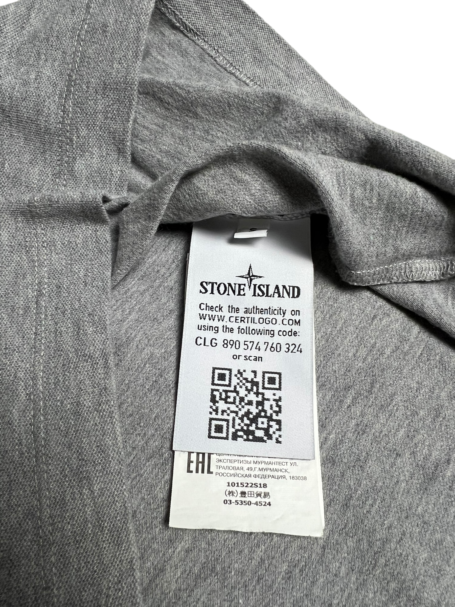 Polo Stone Island gris taille S - Détail