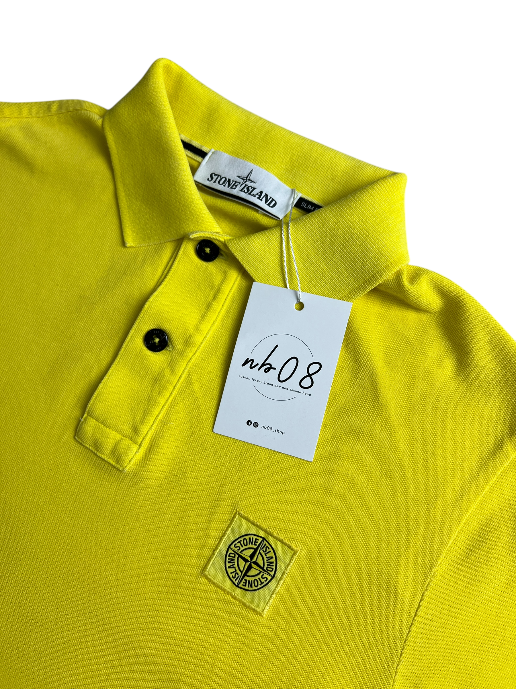 Polo Stone Island jaune taille S - Détail
