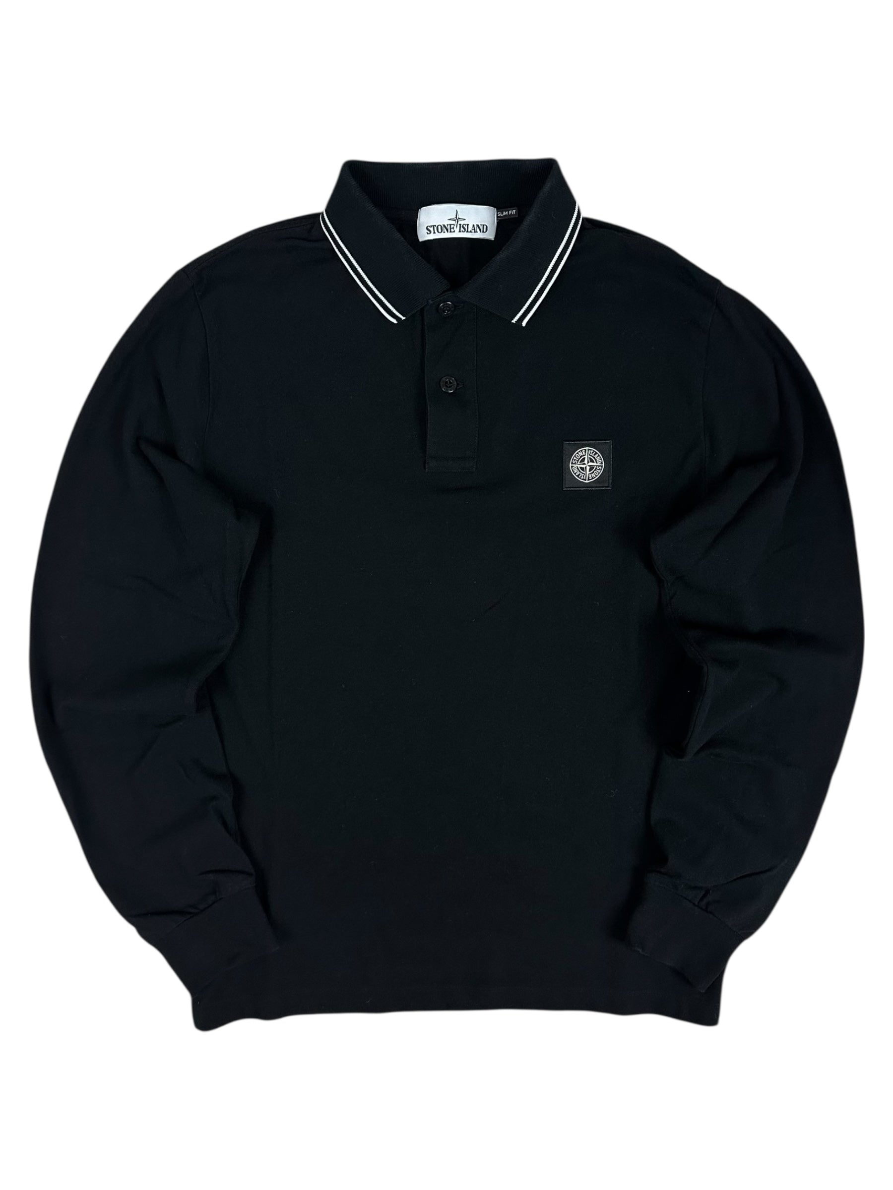 Polo Stone Island noir taille L - Vue de face