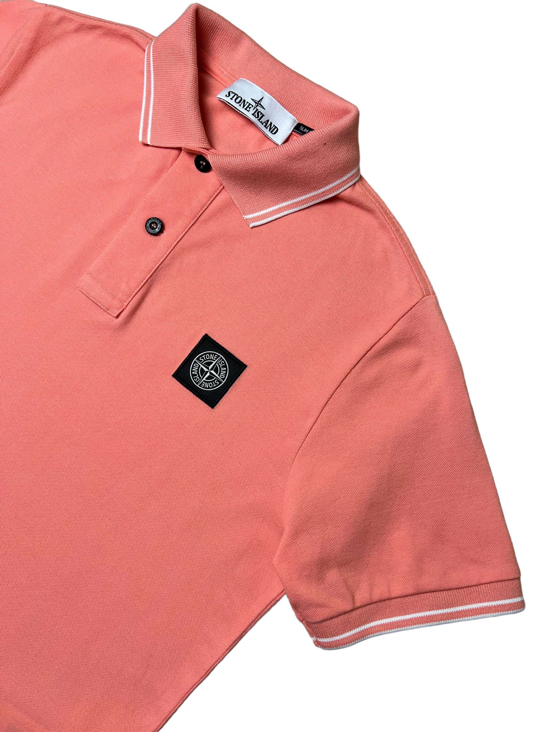 Polo Stone Island rose taille S - Détail