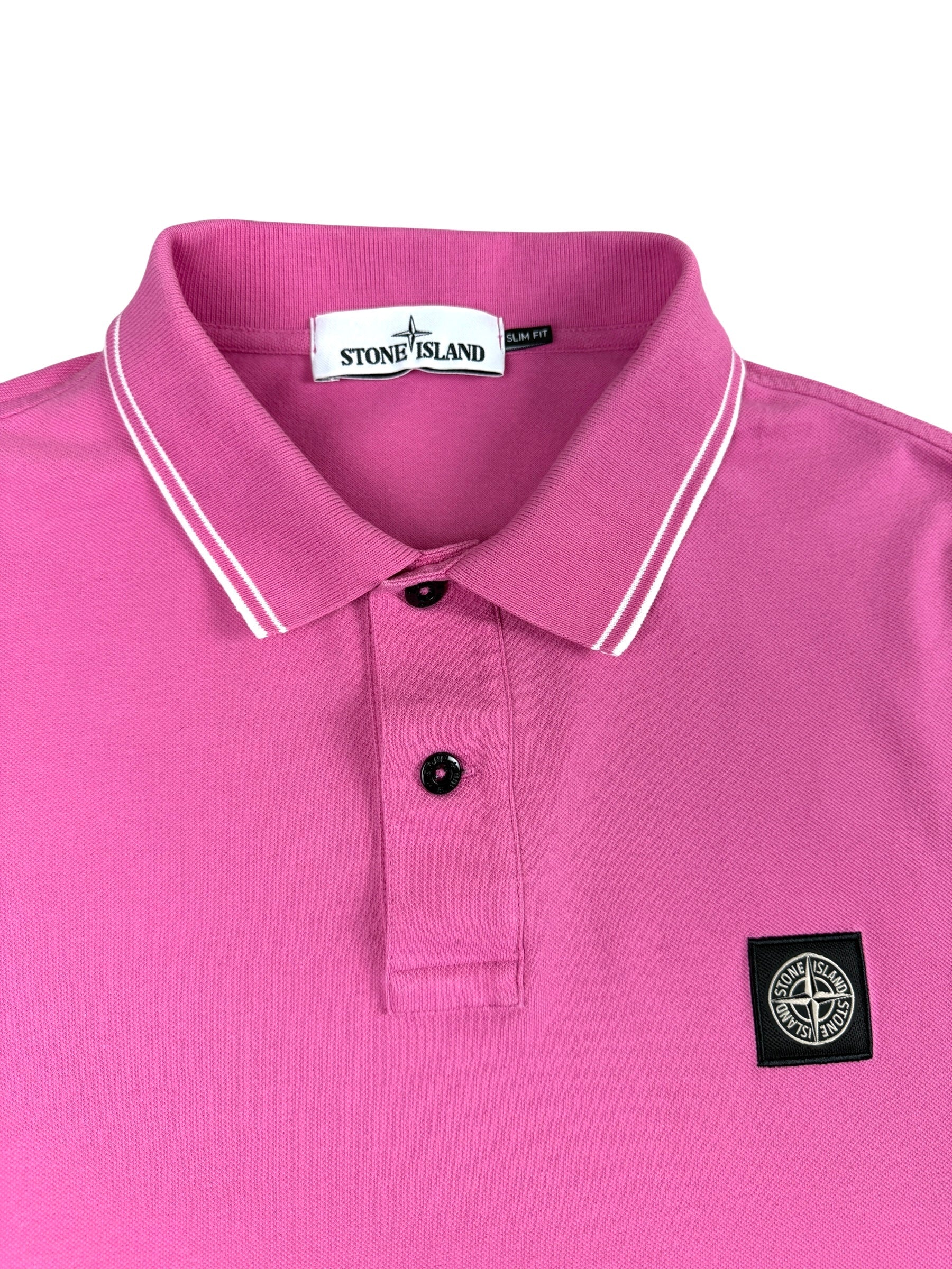 Polo Stone Island rose taille XL - Détail
