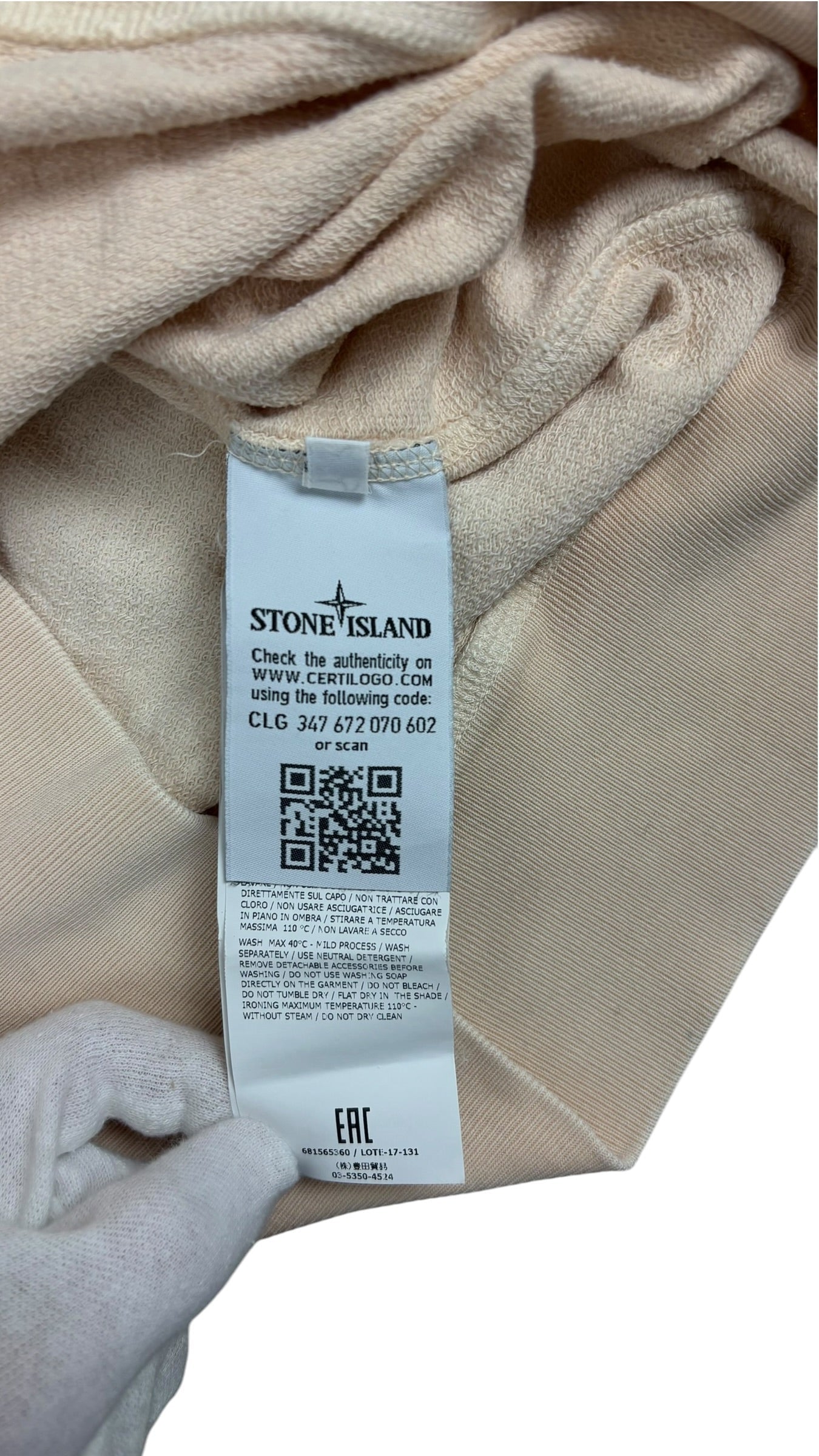 Pull Stone Island beige taille S - Logo et étiquette