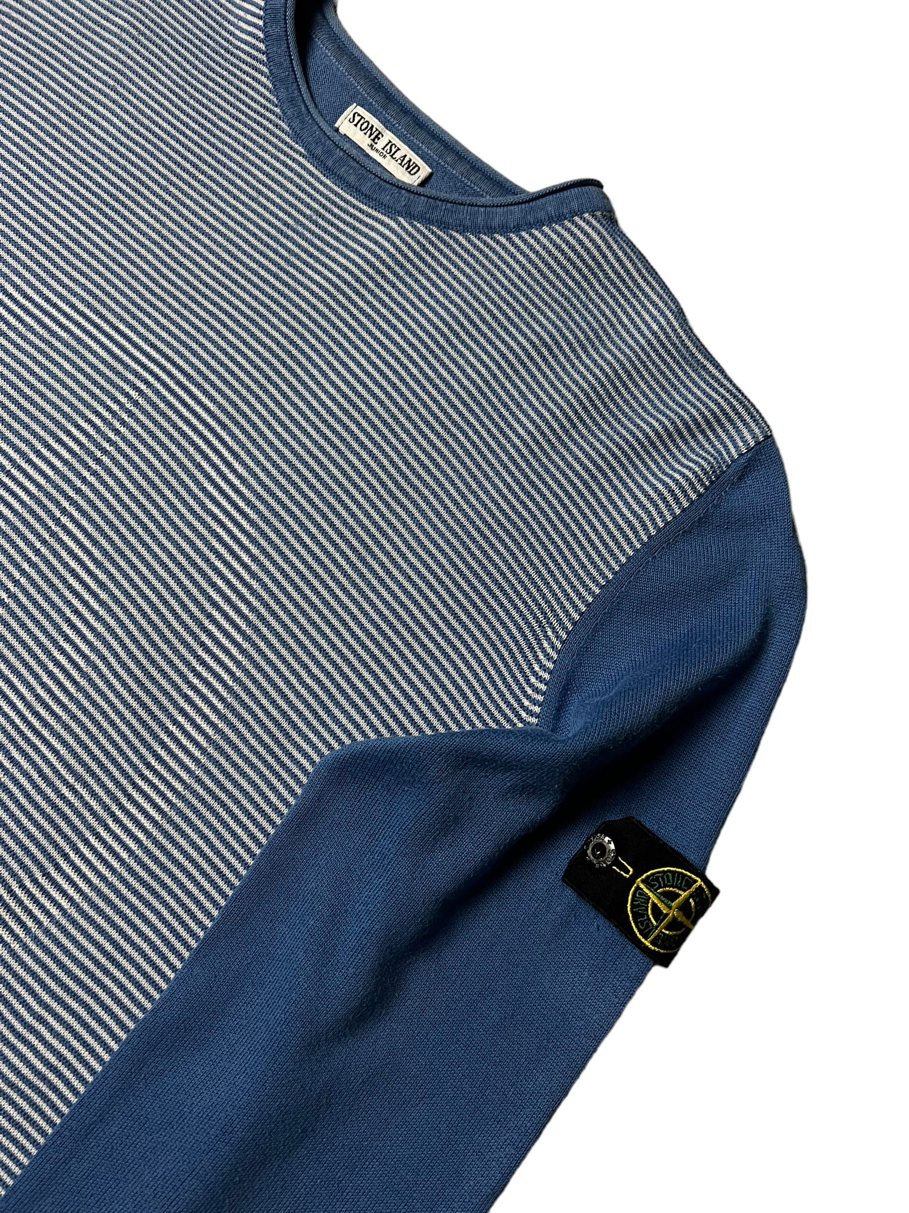 Pull Stone Island bleu / blanc taille M - Vue de dos