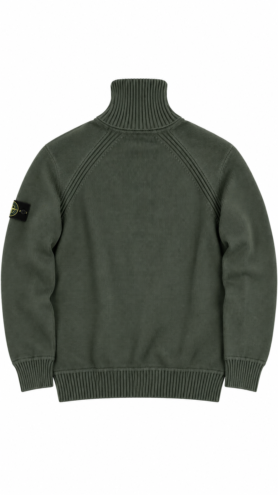 Pull Col Roulé Stone Island kaki, vue de dos — vue 2