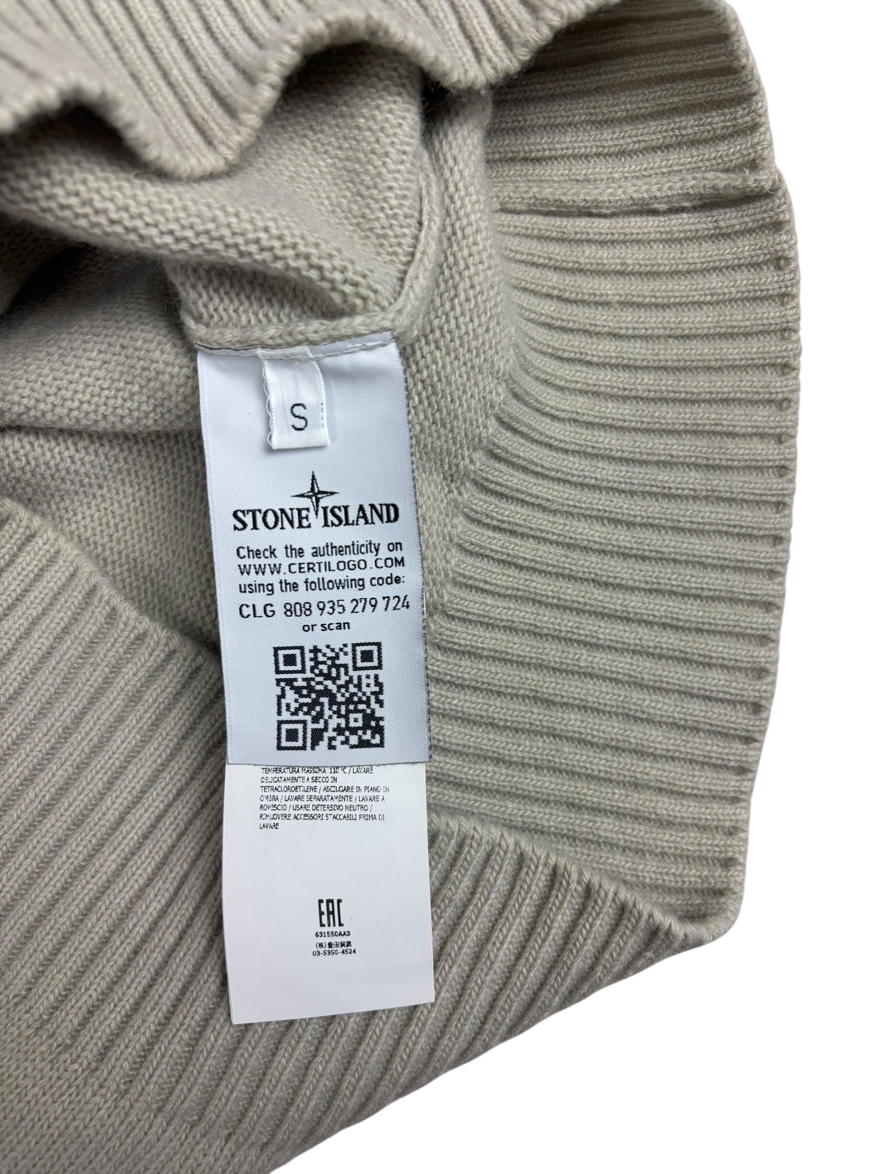 Pull Stone Island crème taille S - Logo et étiquette