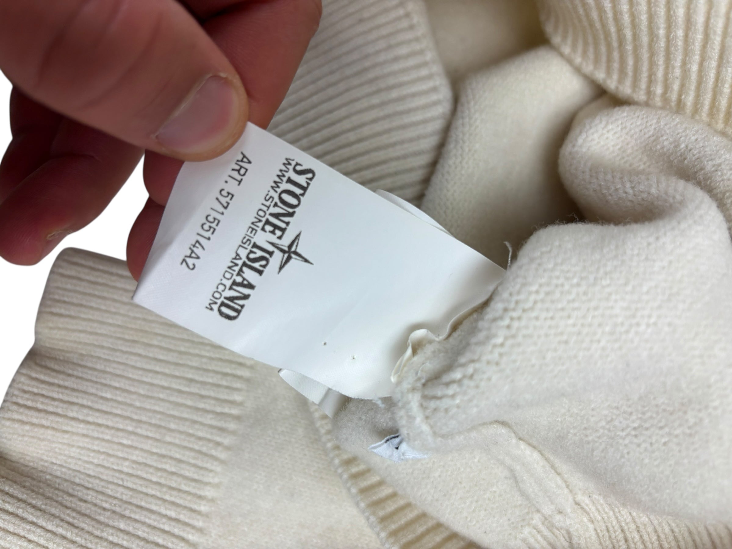 Pull Stone Island crème taille S - Logo et étiquette
