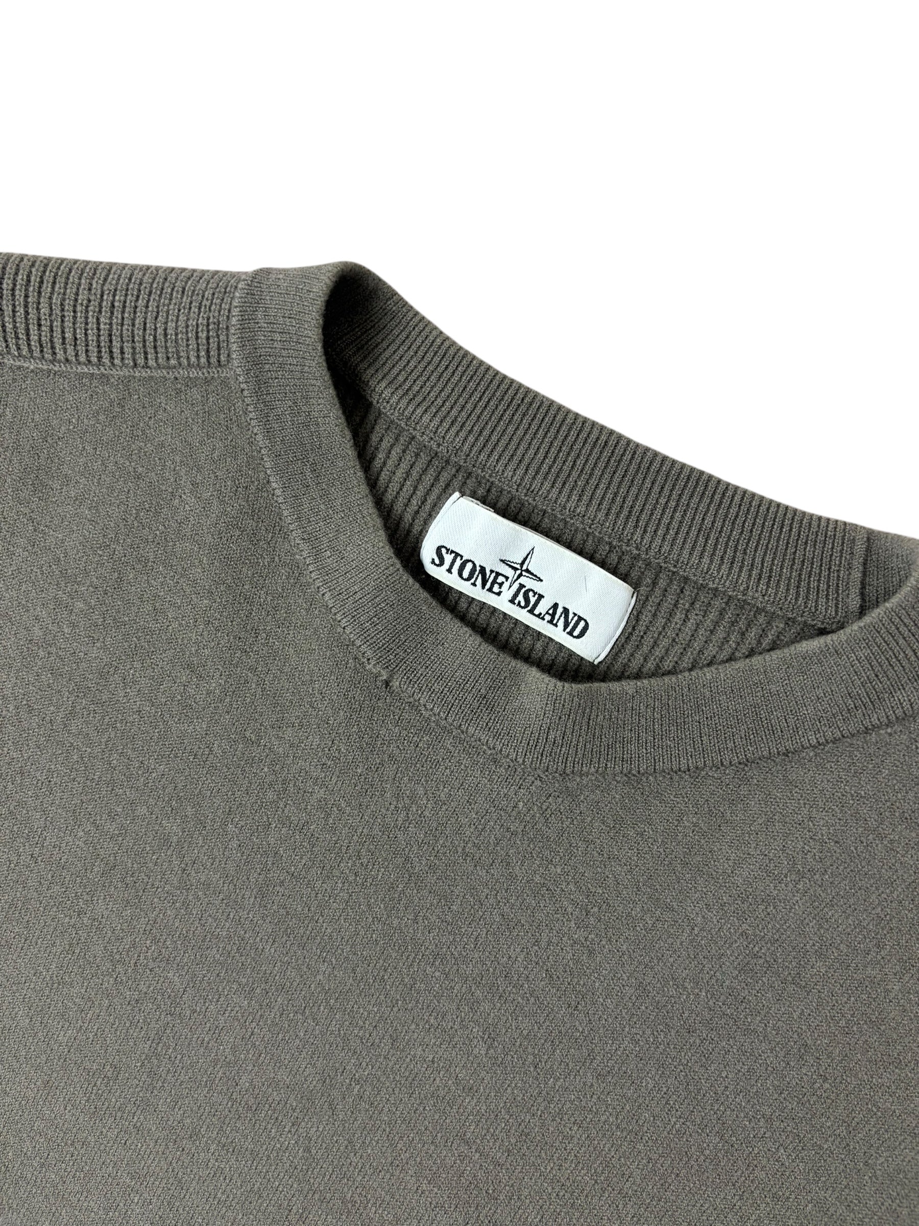Pull Stone Island kaki grisé taille S - Détail