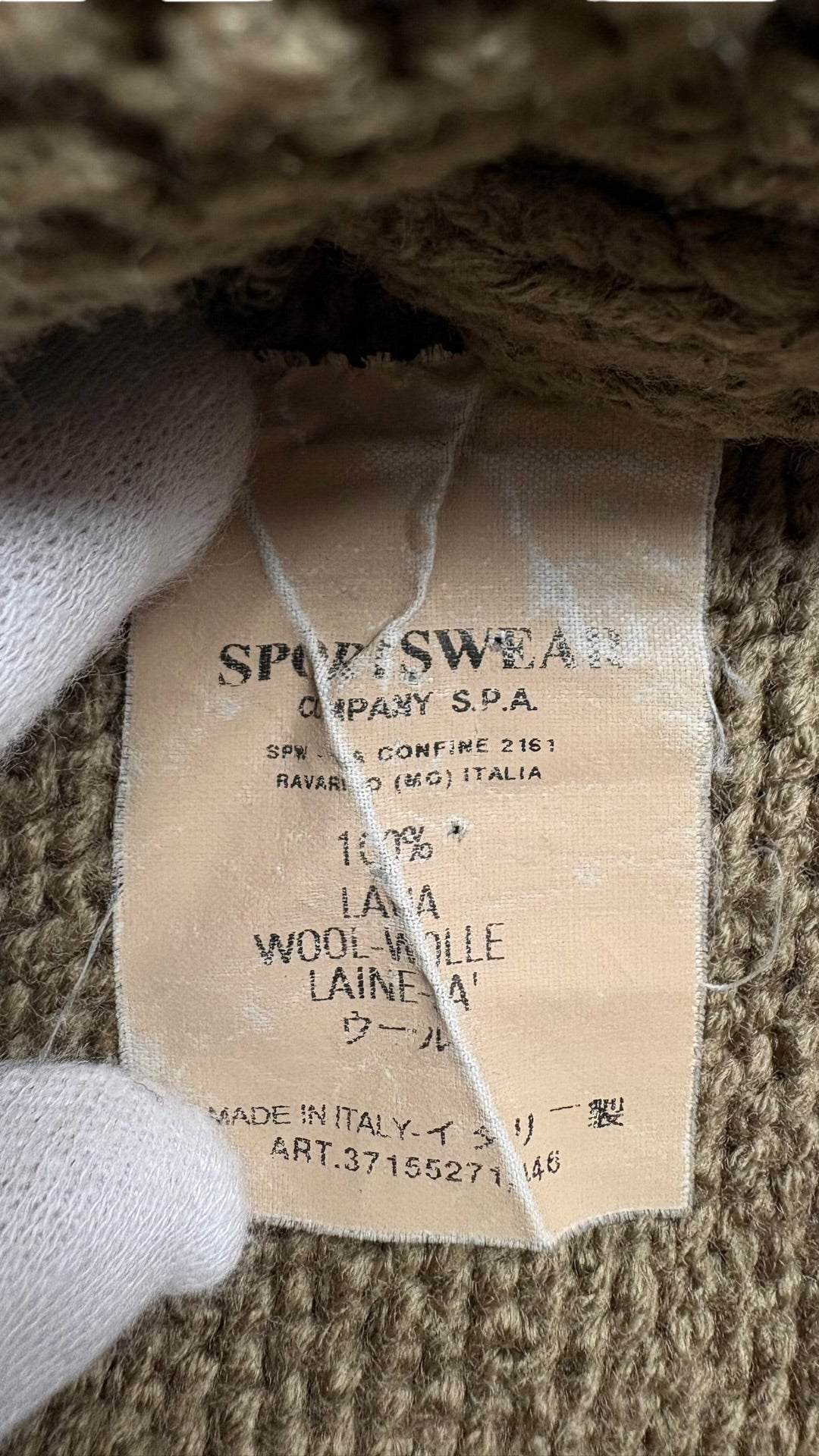 Pull Stone Island kaki taille S - Logo et étiquette