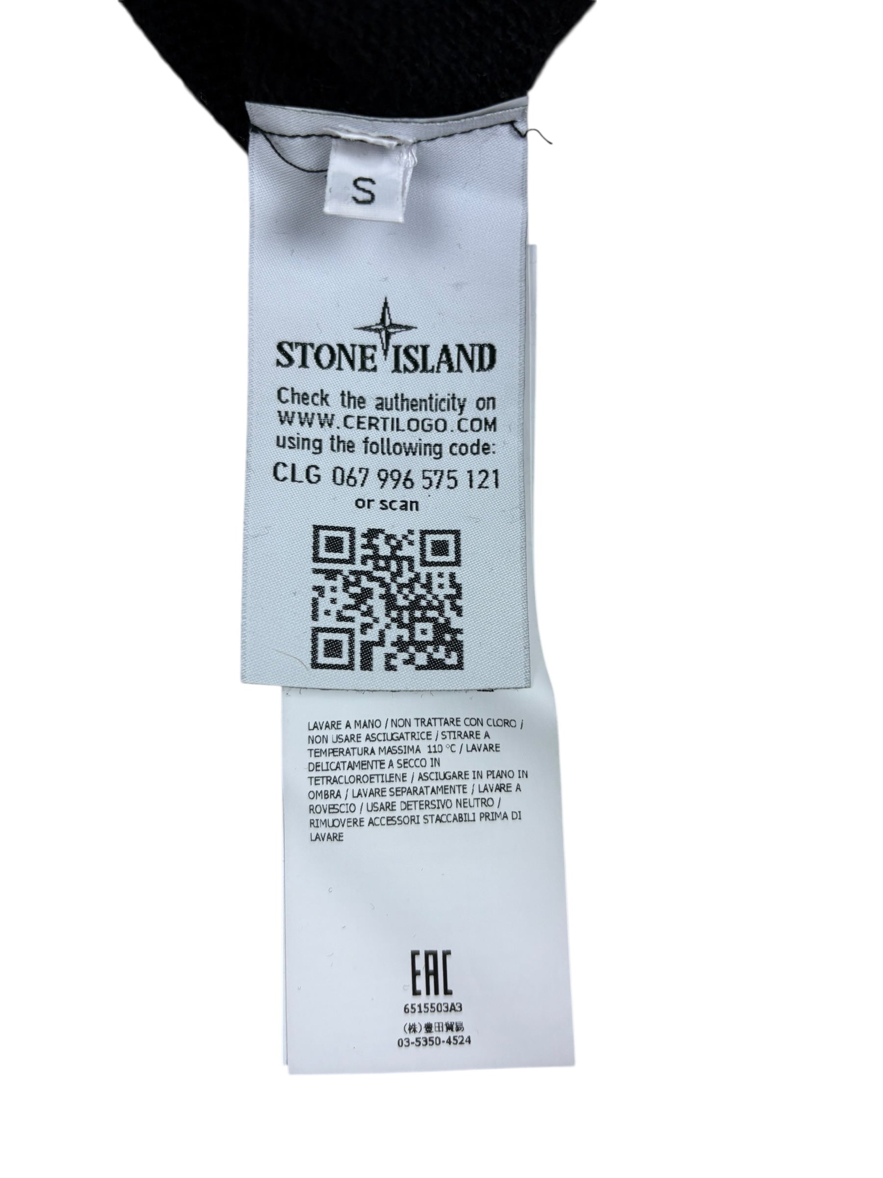 Pull Stone Island noir taille S - Logo et étiquette
