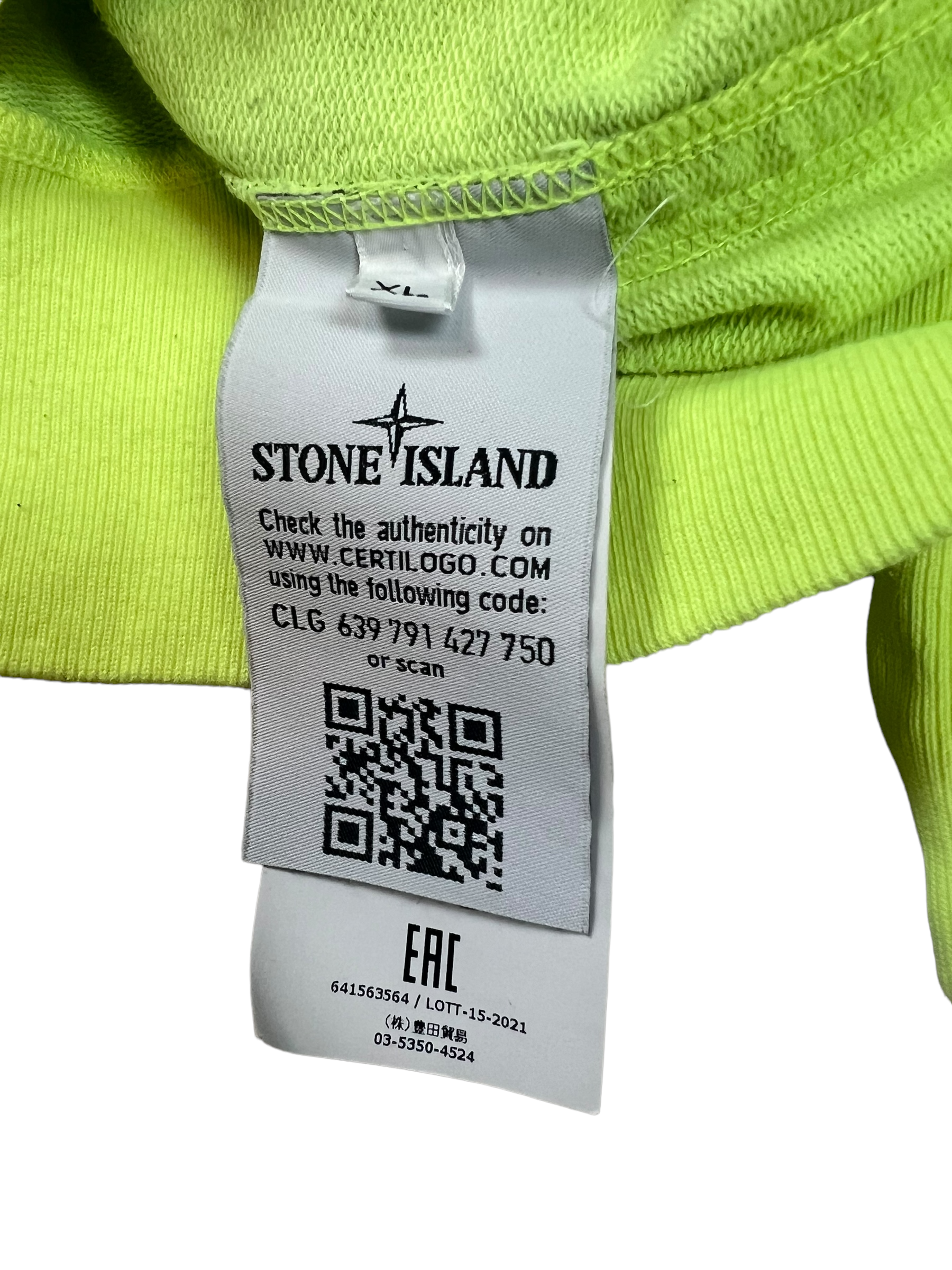 Pull Stone Island vert taille XL - Logo et étiquette